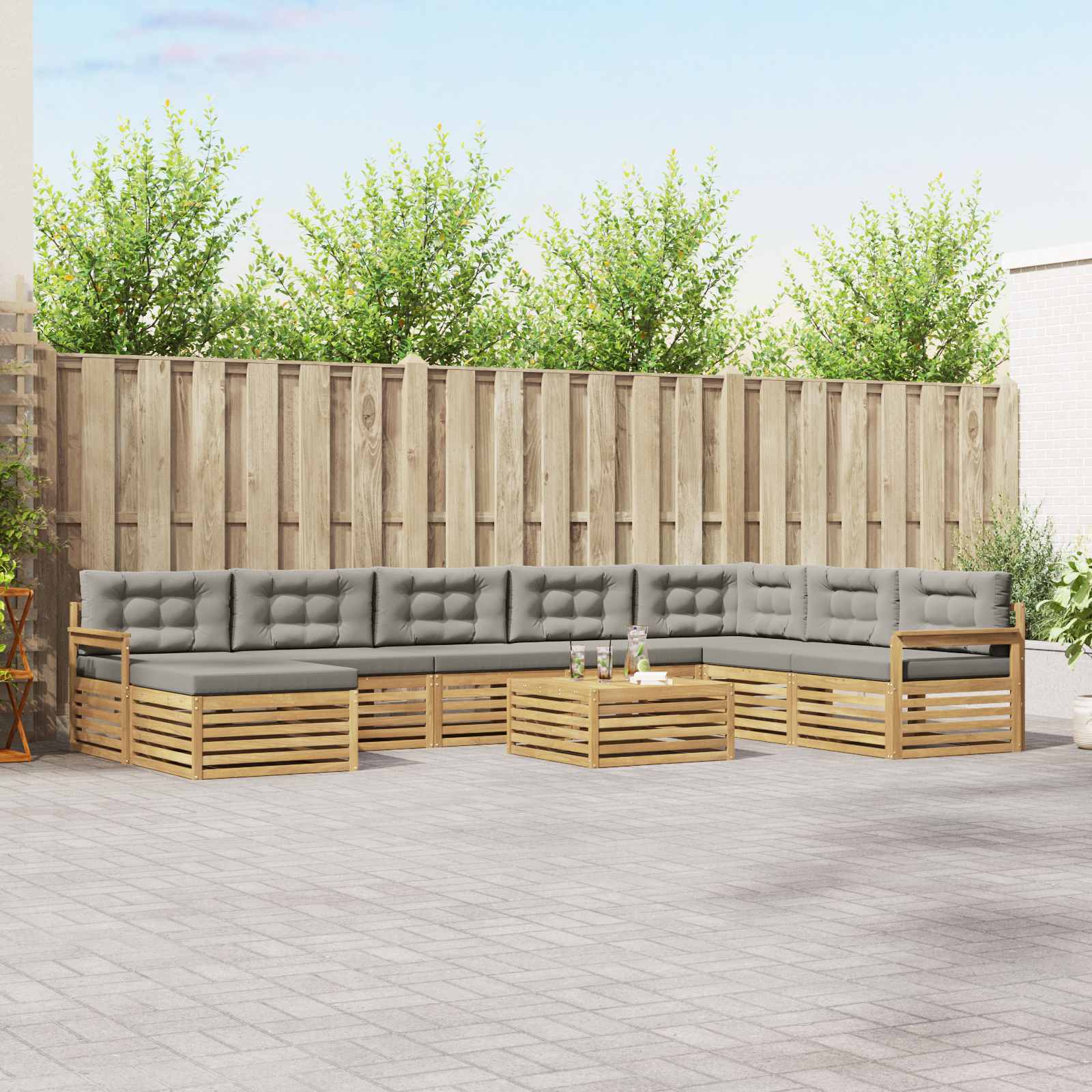 vidaXL Sofa-Sets 9 pcs Naturel Massief Acaciahout