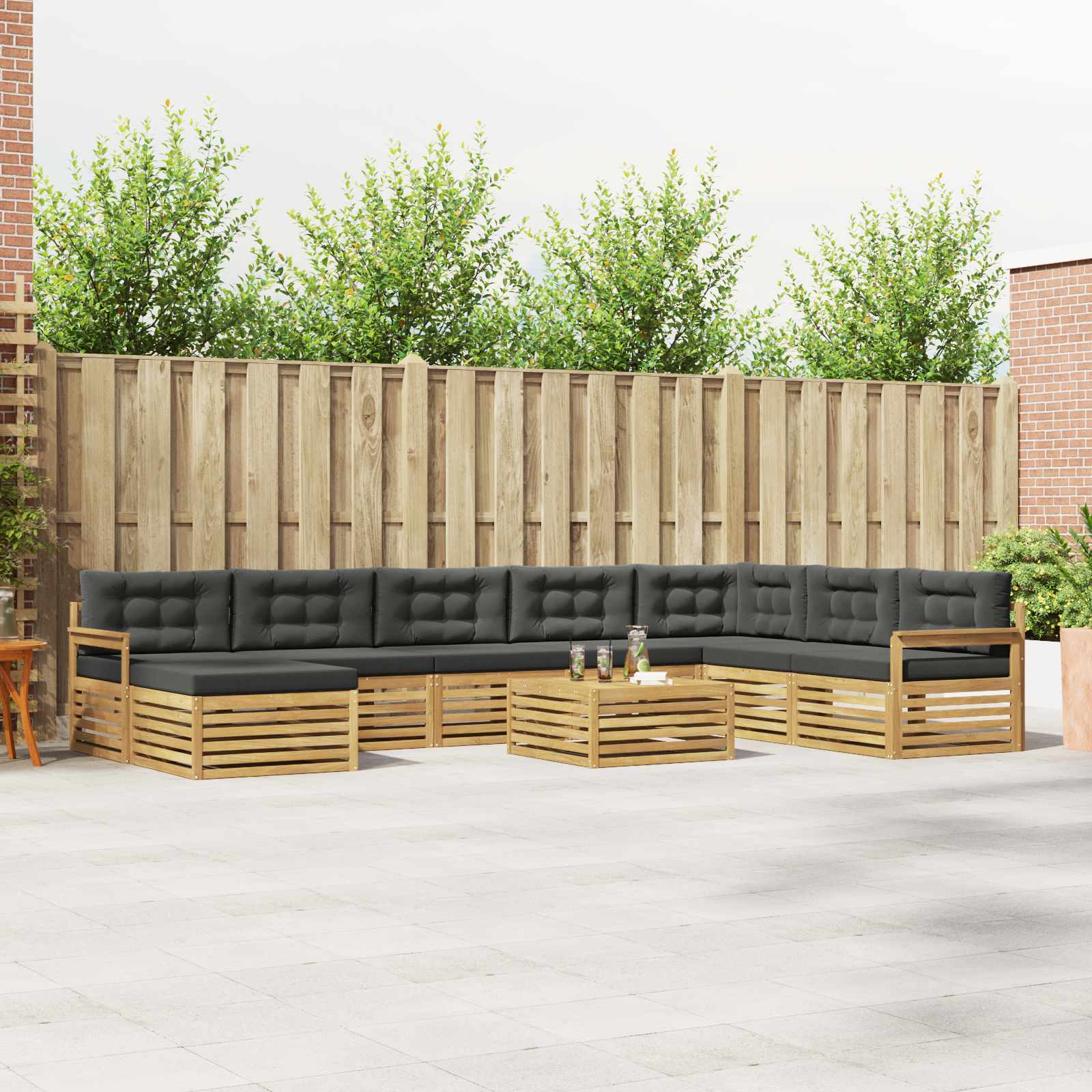 vidaXL Sofa-Sets 9 pcs Naturel Massief Acaciahout