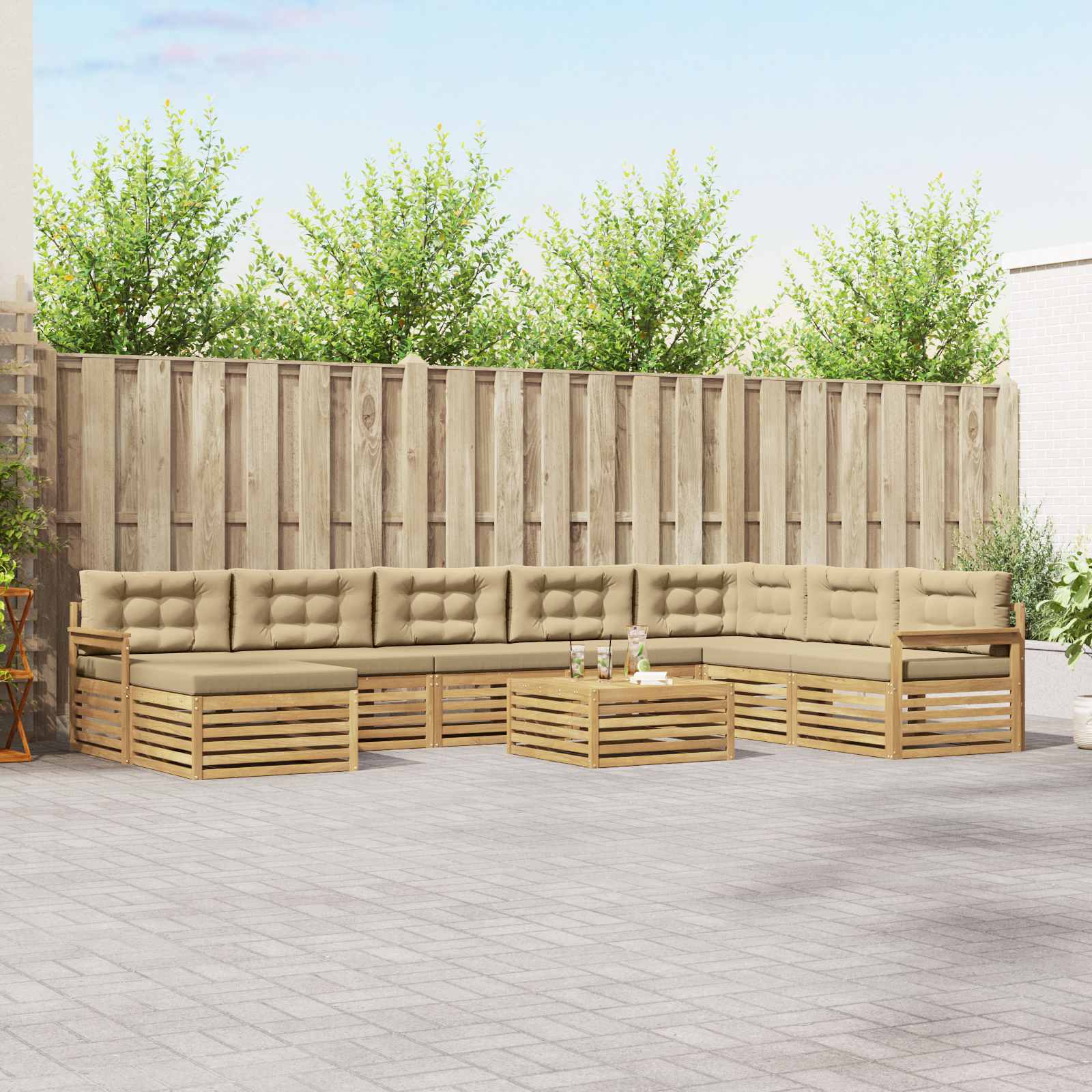 vidaXL Sofa-Sets 9 pcs Naturel Massief Acaciahout