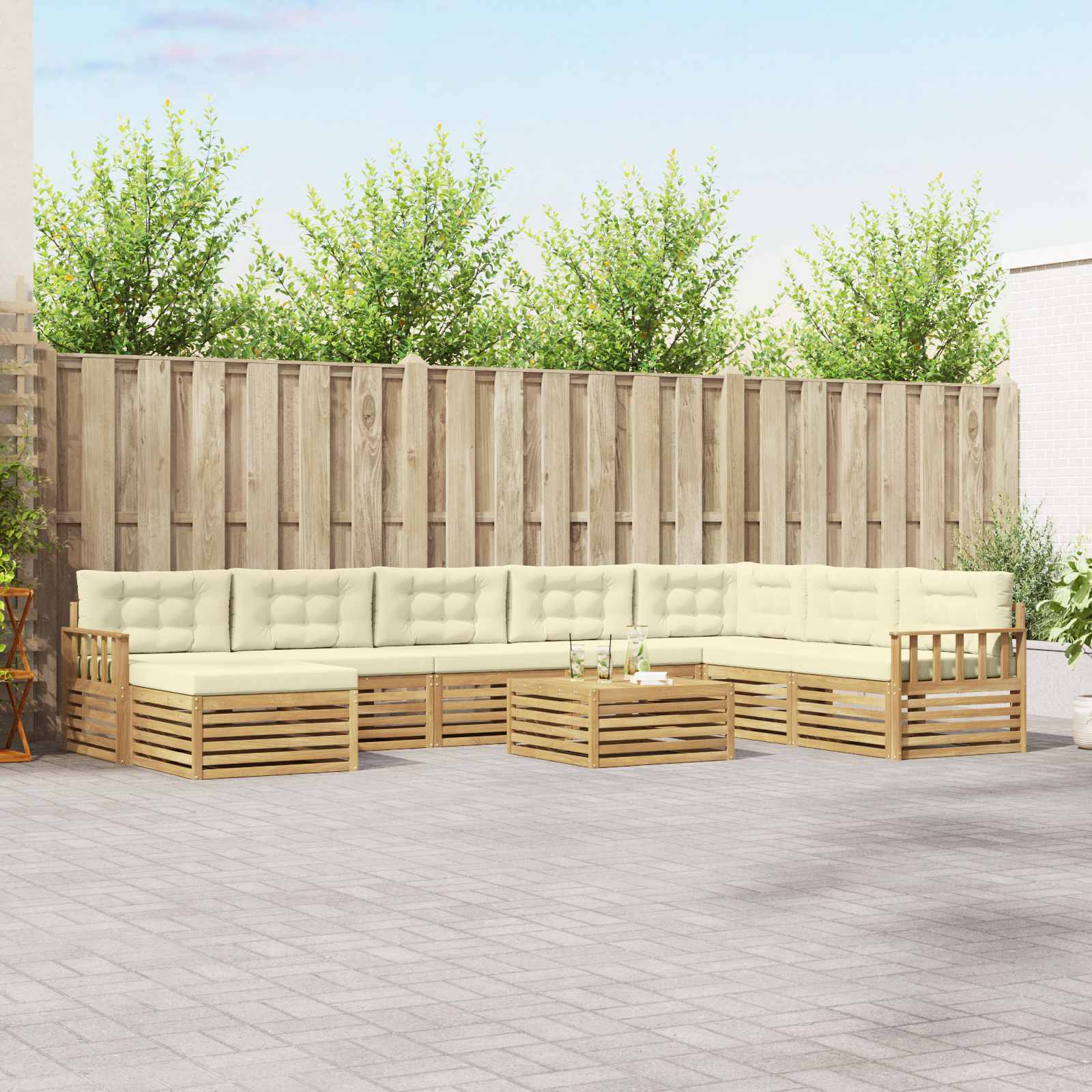 vidaXL Sofa-Sets 9 pcs Naturel Massief Acaciahout
