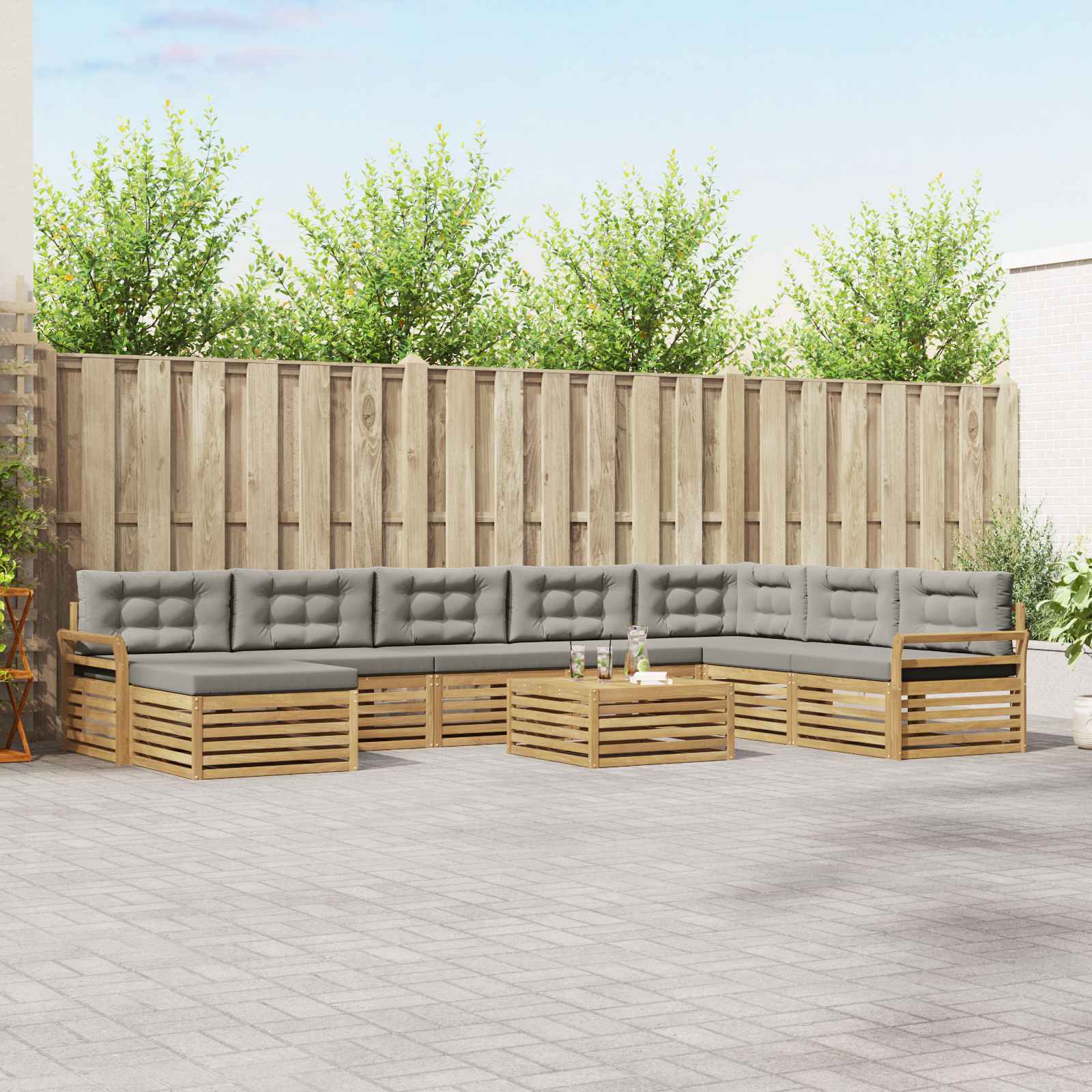 vidaXL Sofa-Sets 9 pcs Naturel Massief Acaciahout