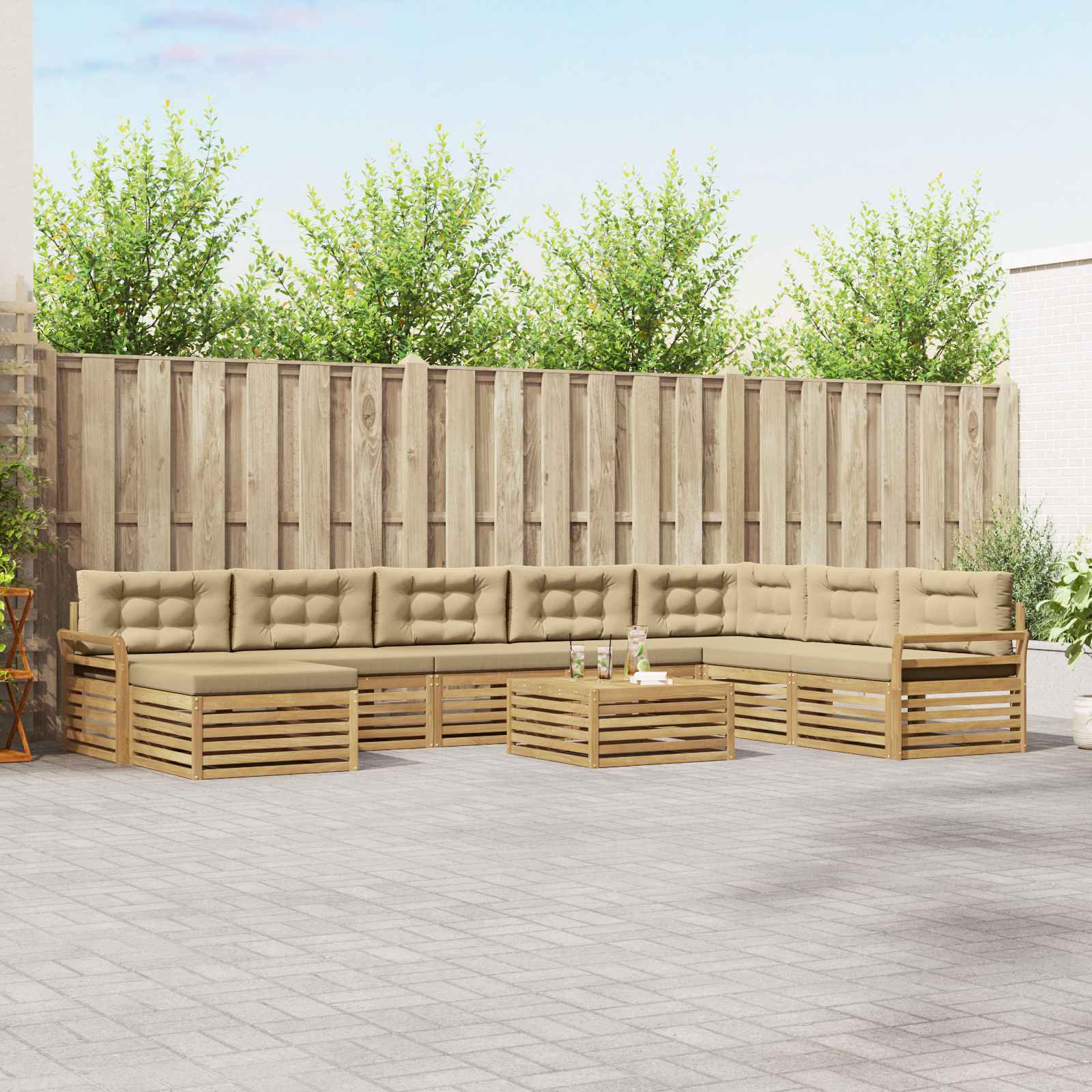 vidaXL Sofa-Sets 9 pcs Naturel Massief Acaciahout