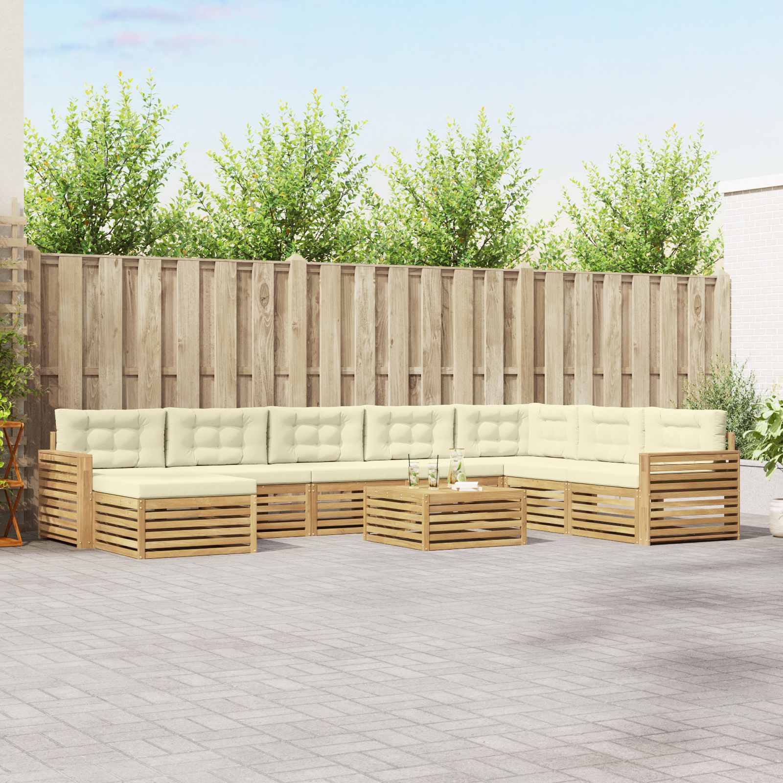 vidaXL Sofa-Sets 9 pcs Naturel Massief Acaciahout