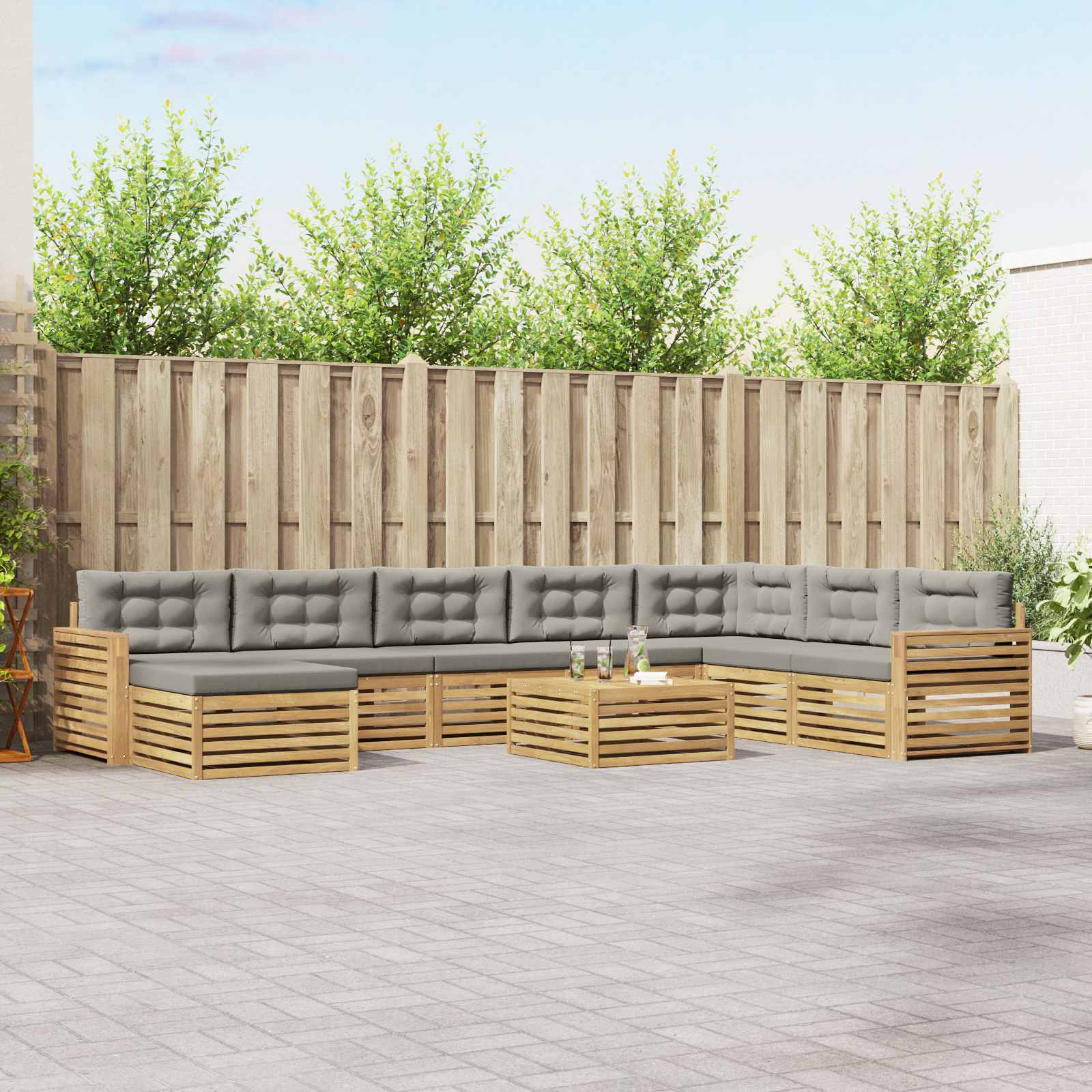 vidaXL Sofa-Sets 9 pcs Naturel Massief Acaciahout