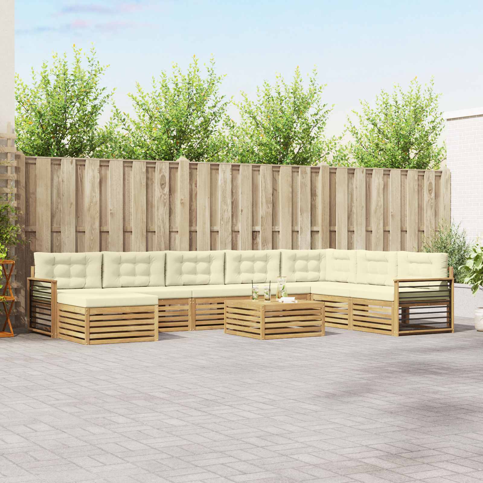 vidaXL Sofa-Sets 9 pcs Naturel Massief Acaciahout