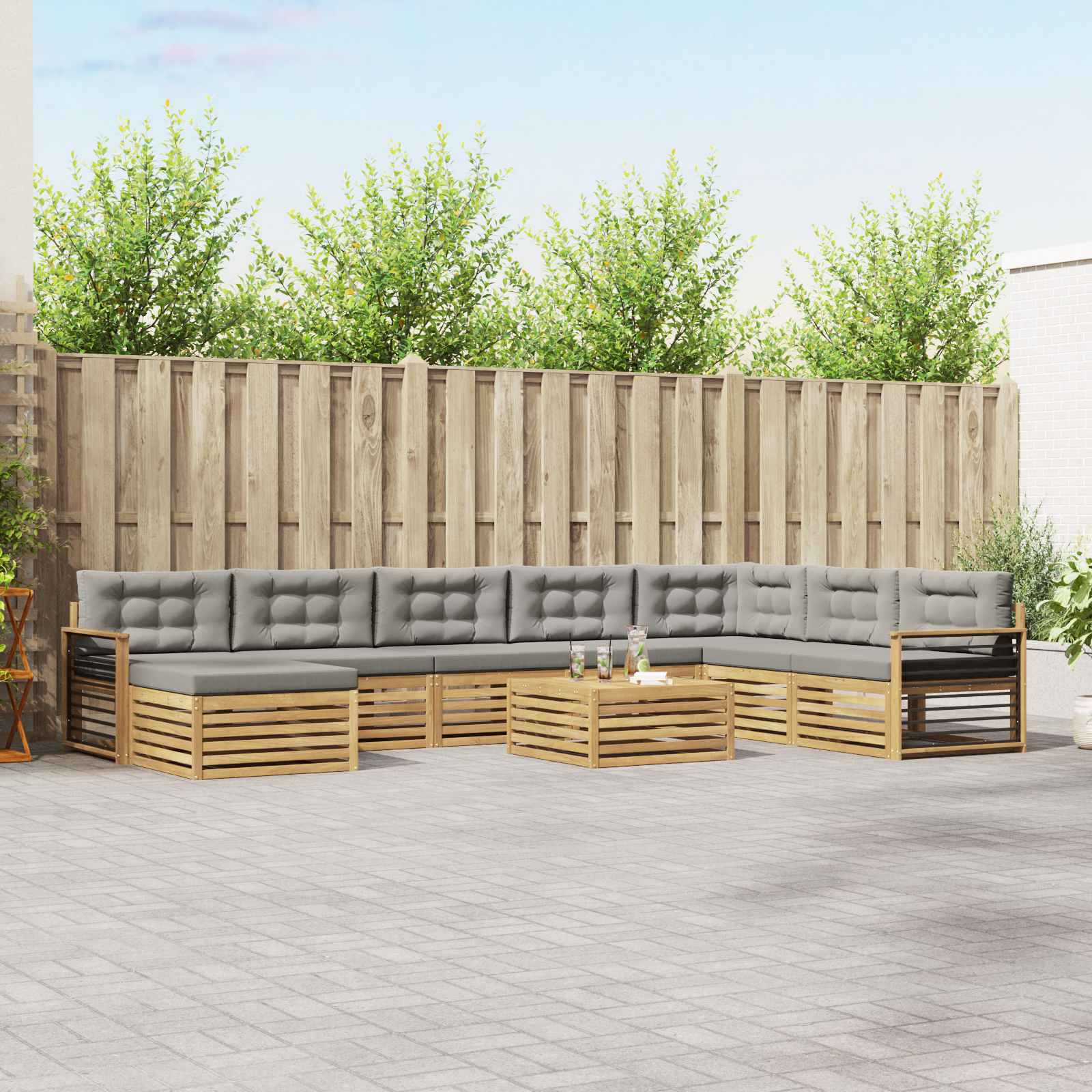 vidaXL Sofa-Sets 9 pcs Naturel Massief Acaciahout