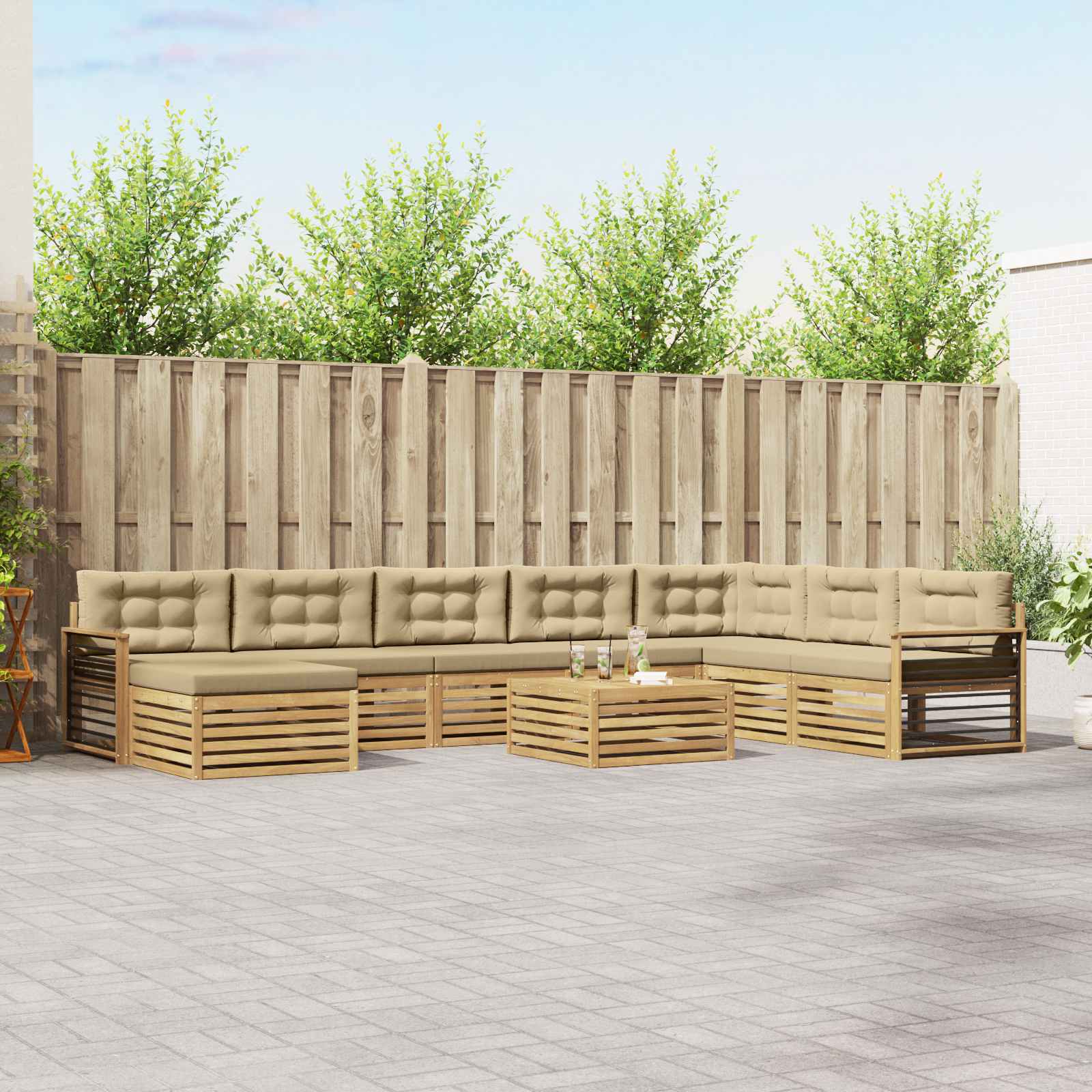 vidaXL Sofa-Sets 9 pcs Naturel Massief Acaciahout