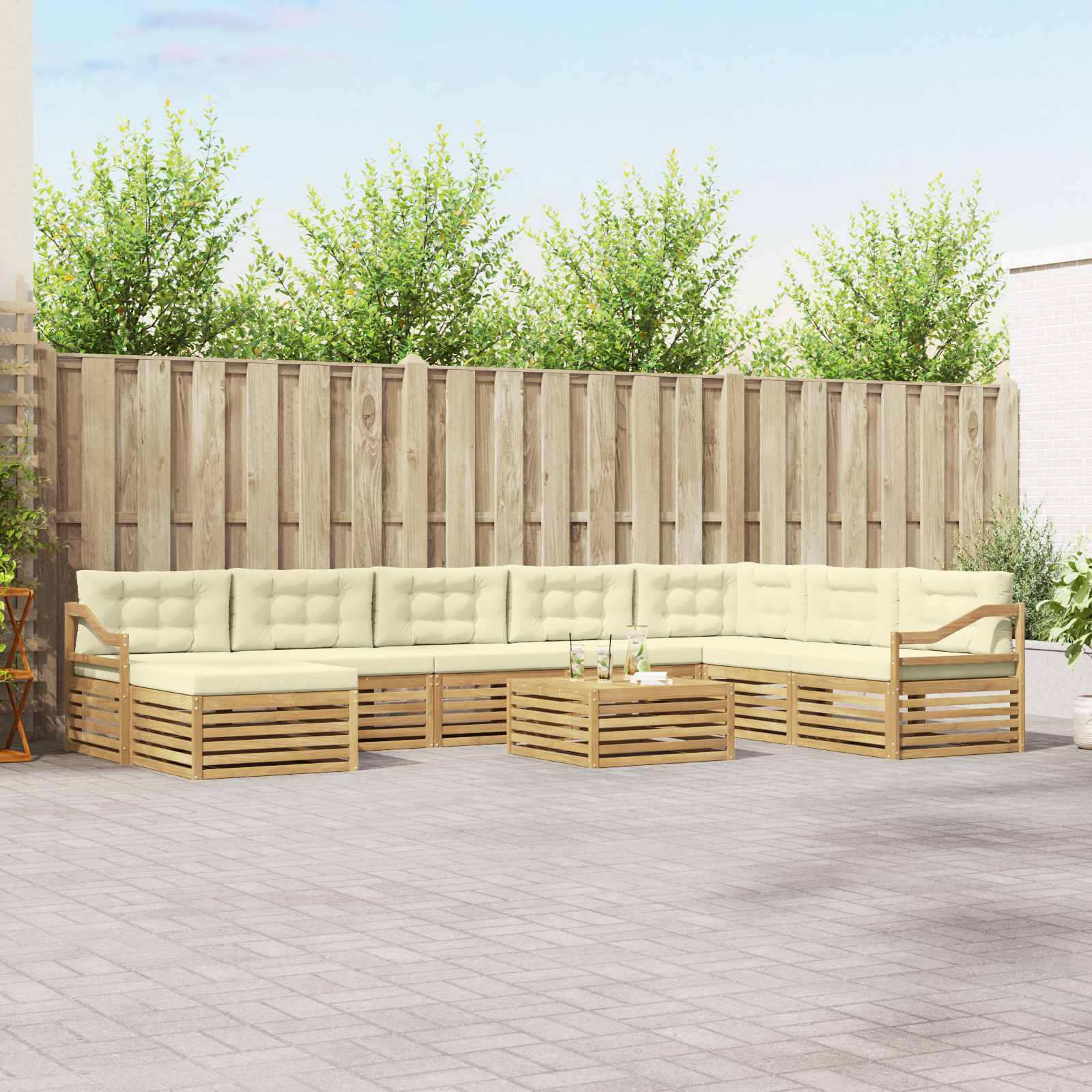 vidaXL Sofa-Sets 9 pcs Naturel Massief Acaciahout