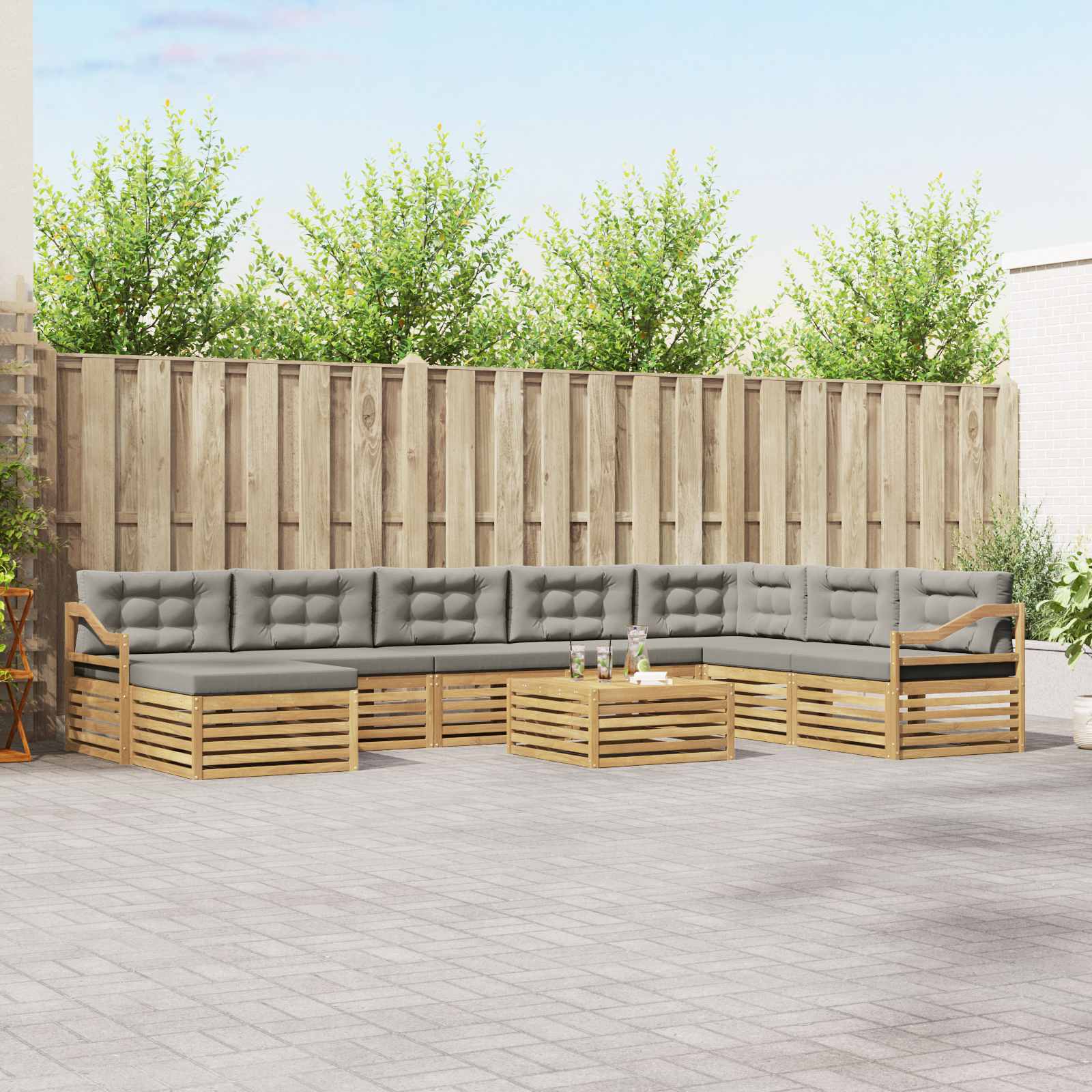 vidaXL Sofa-Sets 9 pcs Naturel Massief Acaciahout