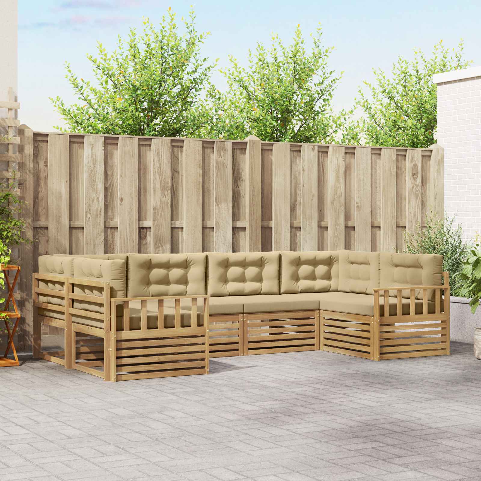 vidaXL Sofa-Sets 6 pcs Naturel Massief Acaciahout