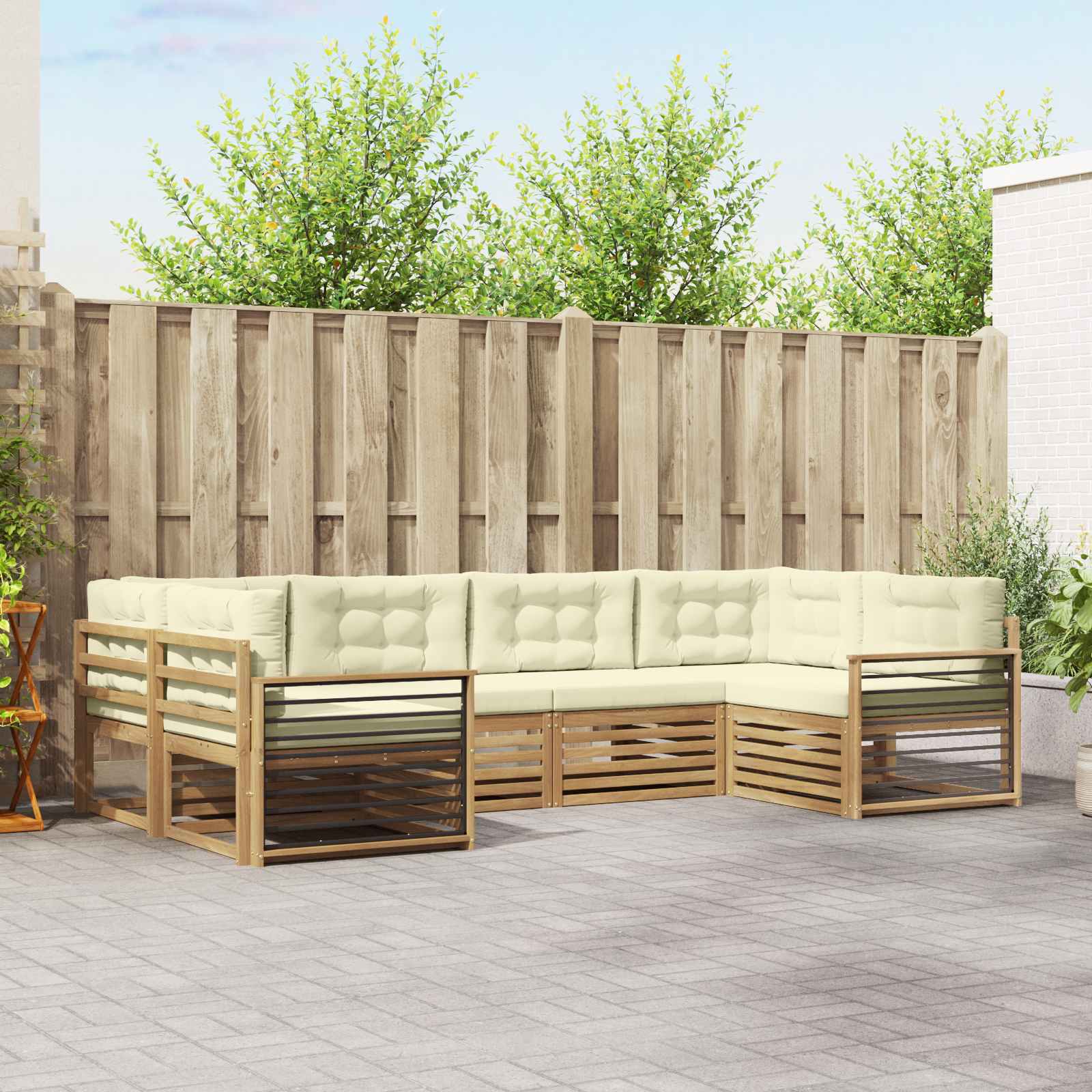 vidaXL Sofa-Sets 6 pcs Naturel Massief Acaciahout