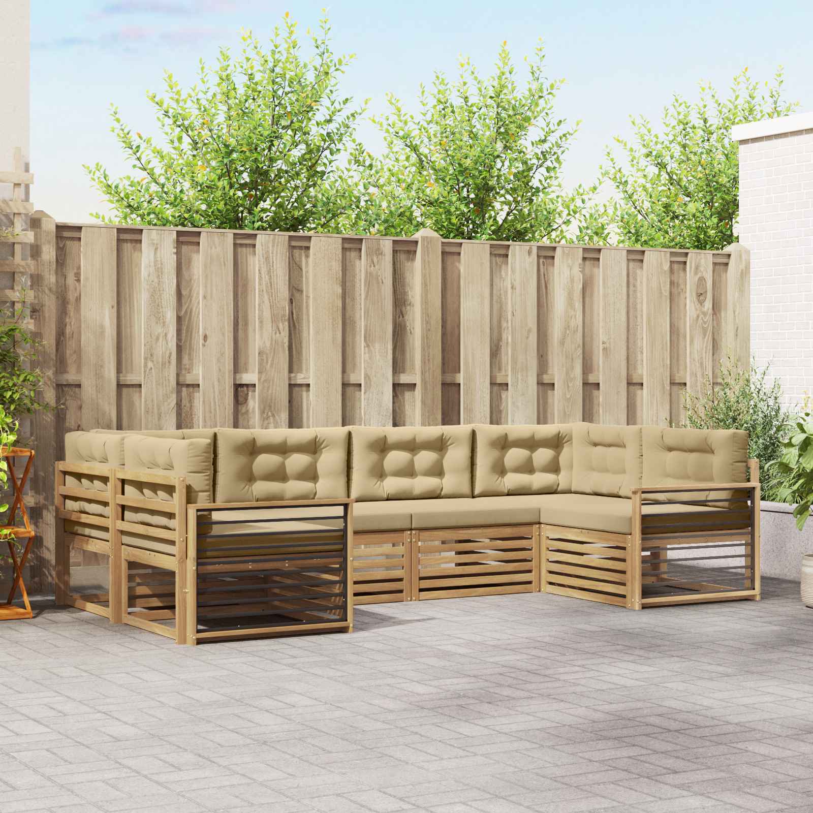 vidaXL Sofa-Sets 6 pcs Naturel Massief Acaciahout
