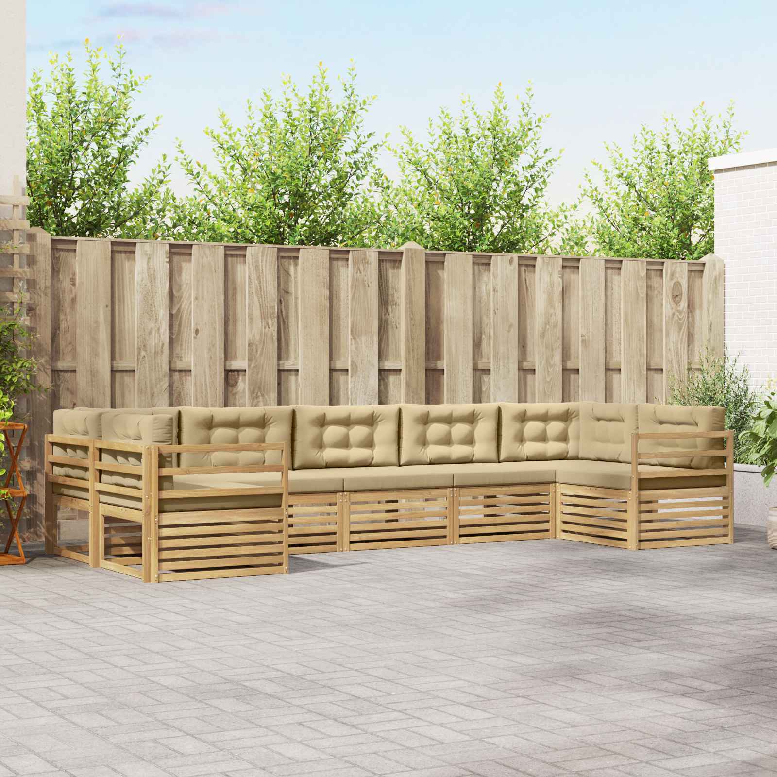 vidaXL Sofa-Sets 7 pcs Naturel Massief Acaciahout