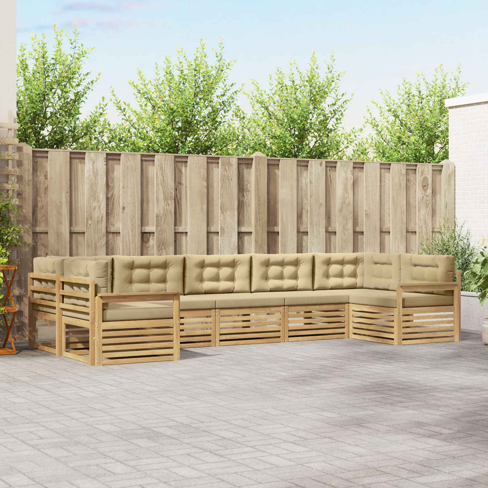vidaXL Sofa-Sets 7 pcs Naturel Massief Acaciahout