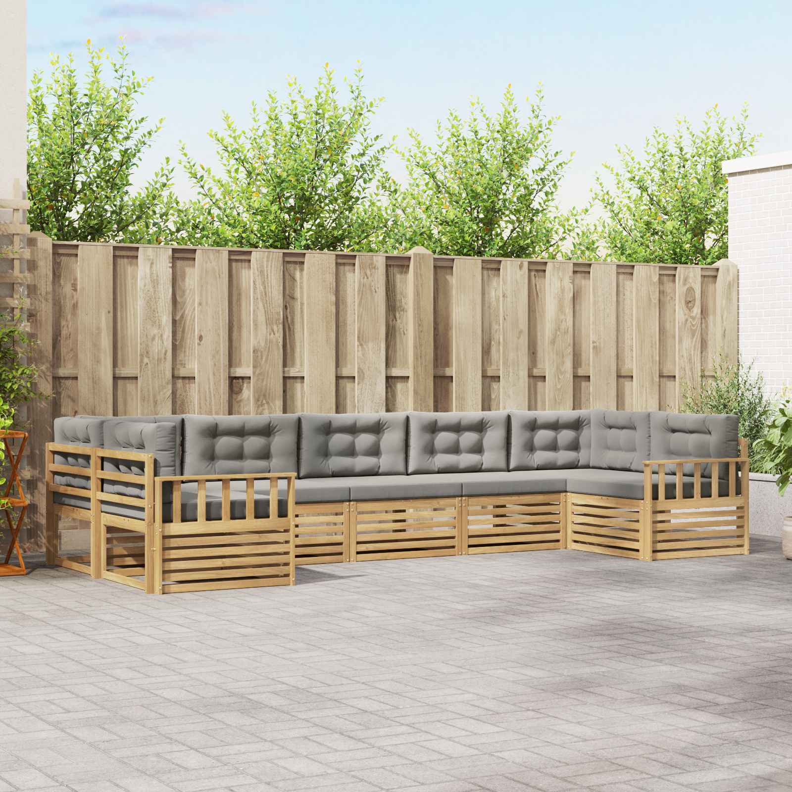 vidaXL Sofa-Sets 7 pcs Naturel Massief Acaciahout