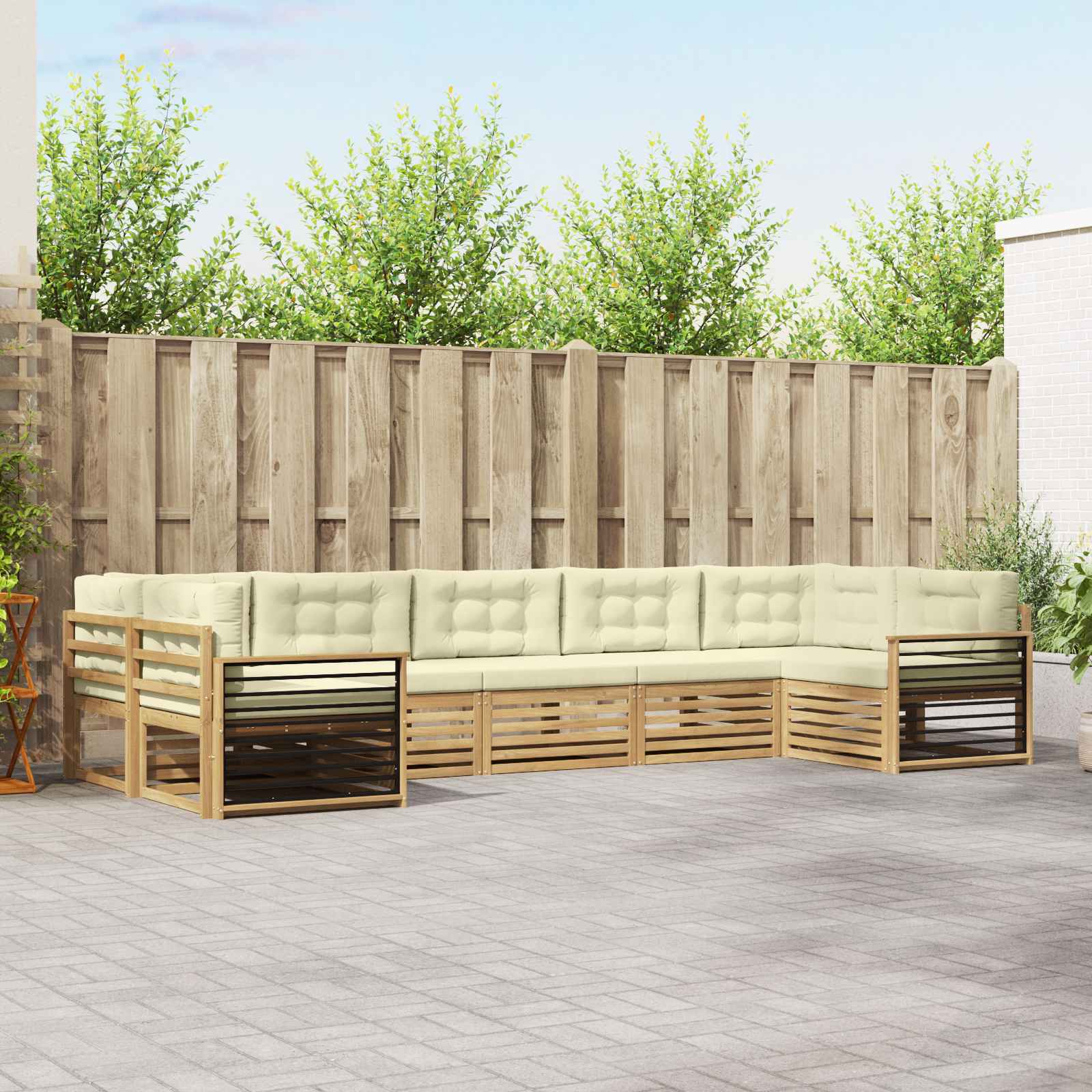 vidaXL Sofa-Sets 7 pcs Naturel Massief Acaciahout