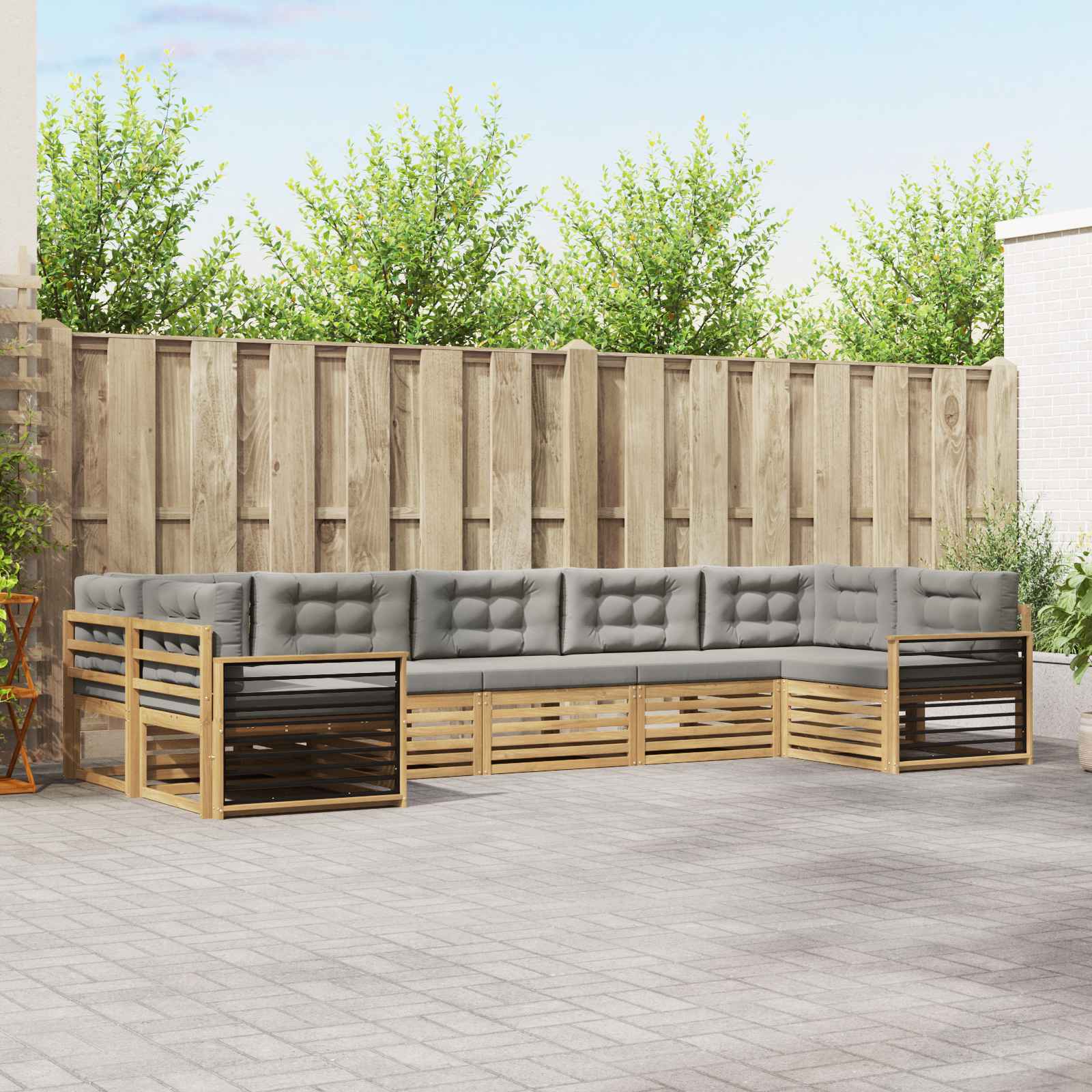 vidaXL Sofa-Sets 7 pcs Naturel Massief Acaciahout