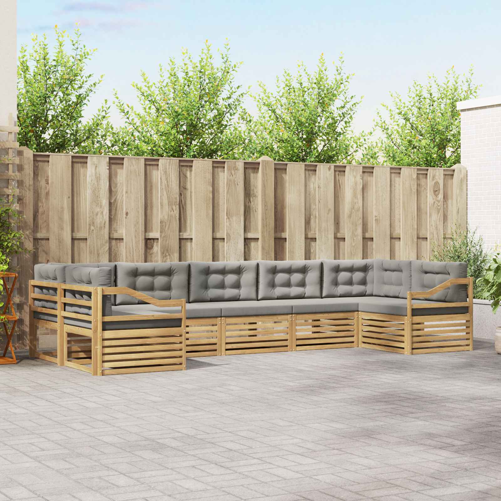 vidaXL Sofa-Sets 7 pcs Naturel Massief Acaciahout