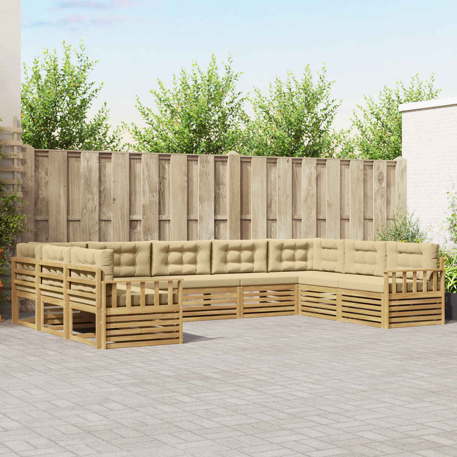 vidaXL Sofa-Sets 9 pcs Naturel Massief Acaciahout