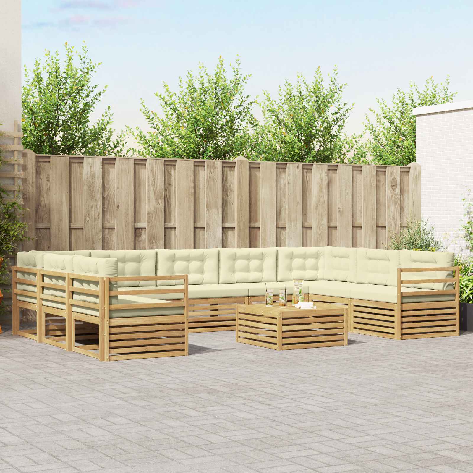 vidaXL Sofa-Sets 10 pcs Naturel Massief Acaciahout