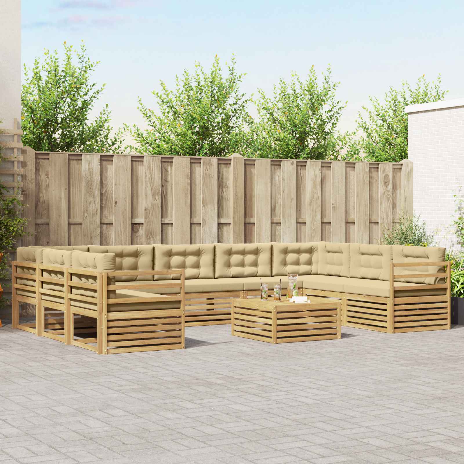 vidaXL Sofa-Sets 10 pcs Naturel Massief Acaciahout