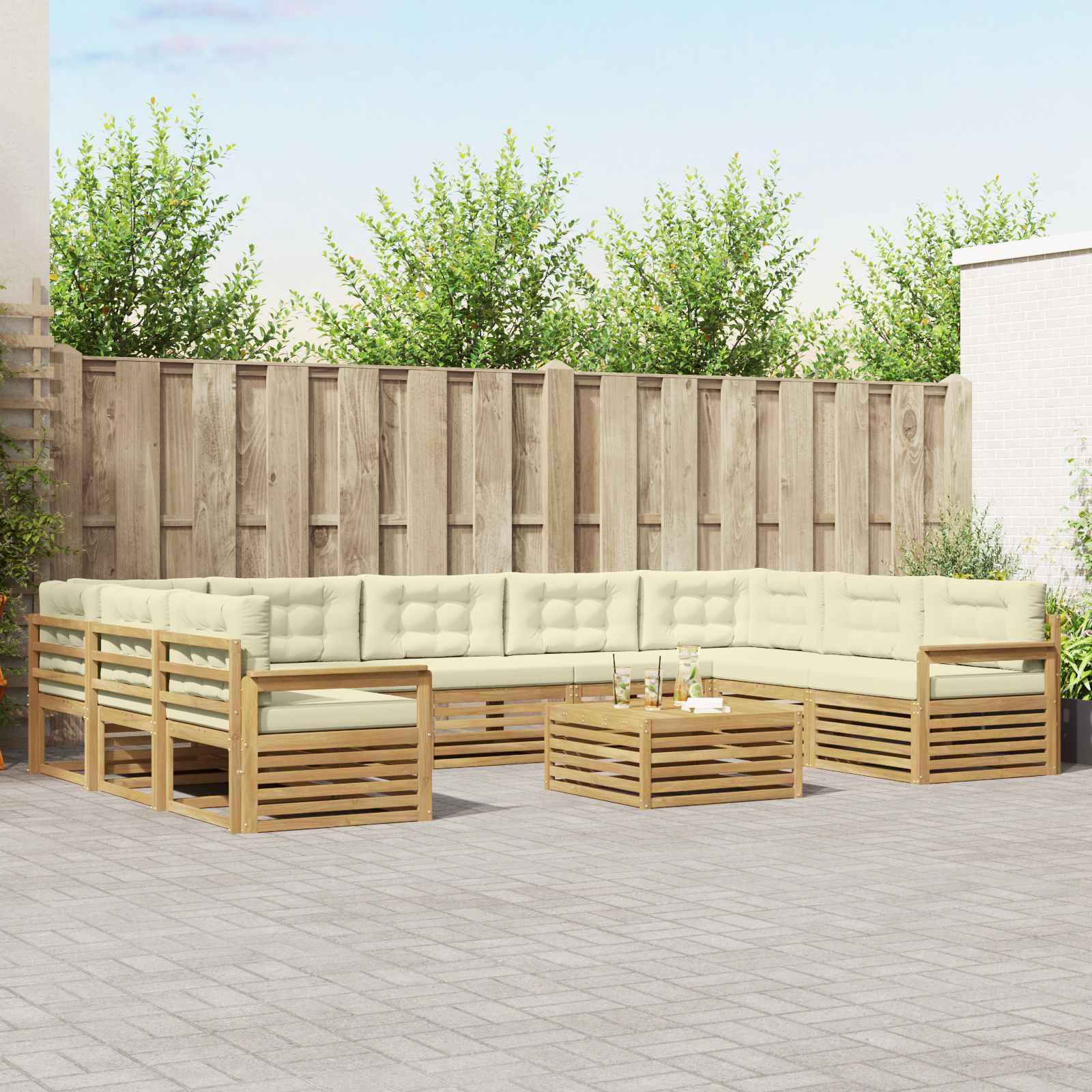 vidaXL Sofa-Sets 10 pcs Naturel Massief Acaciahout