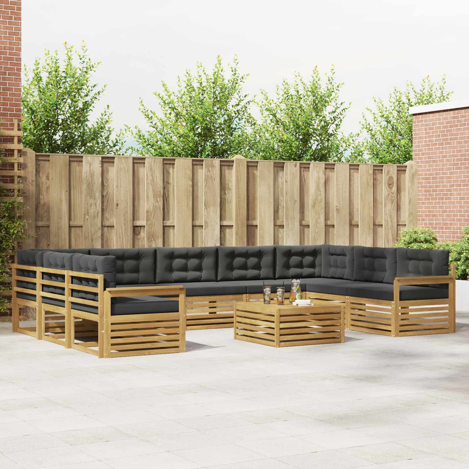 vidaXL Sofa-Sets 10 pcs Naturel Massief Acaciahout
