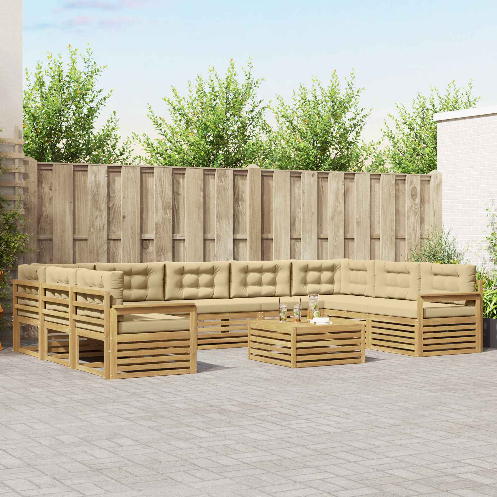 vidaXL Sofa-Sets 10 pcs Naturel Massief Acaciahout