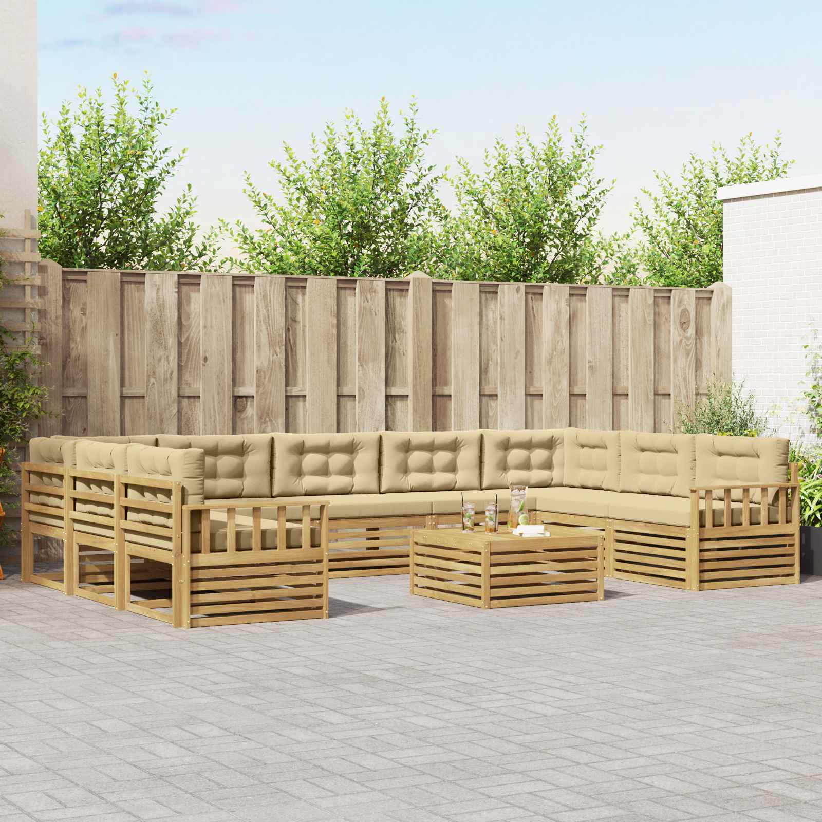 vidaXL Sofa-Sets 10 pcs Naturel Massief Acaciahout