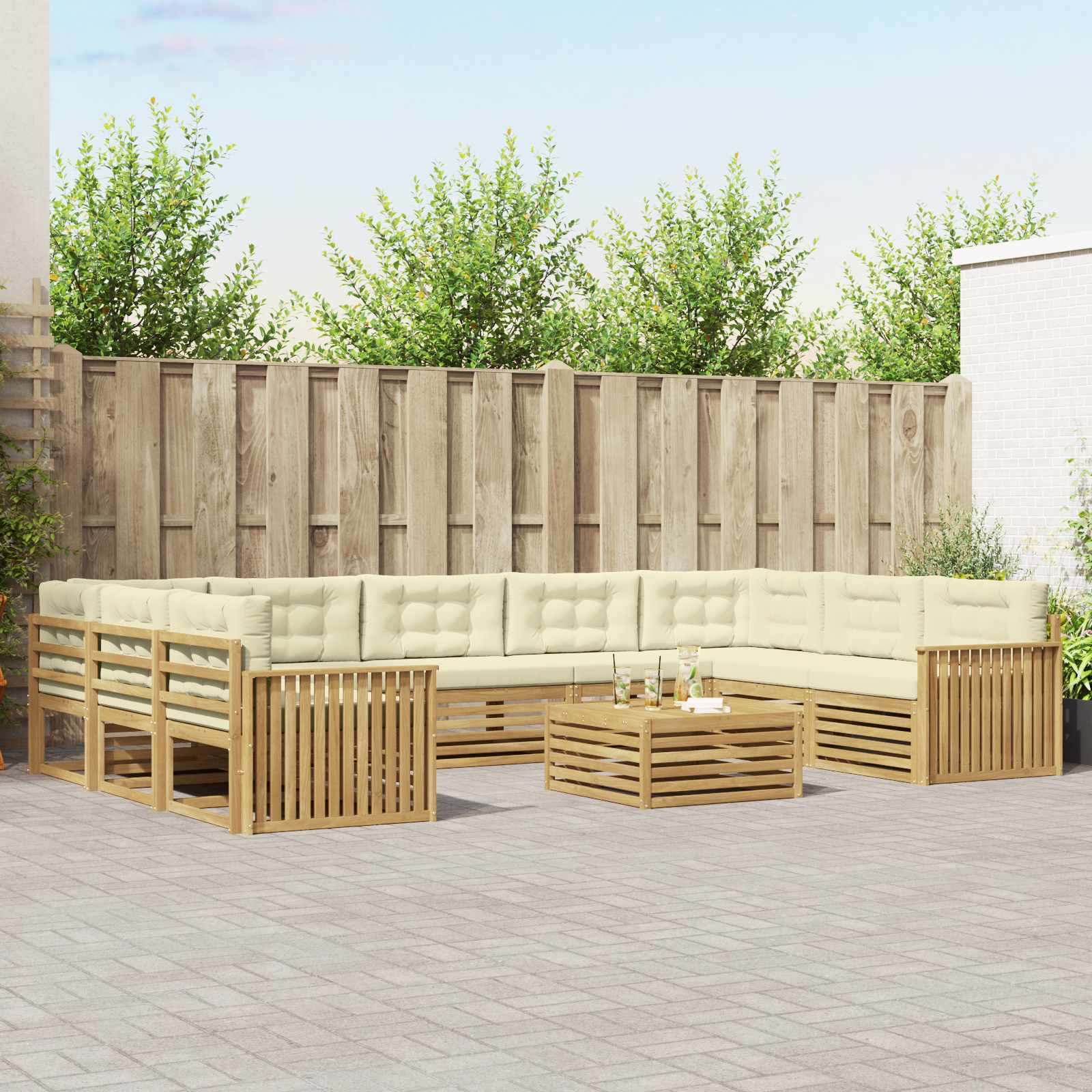 vidaXL Sofa-Sets 10 pcs Naturel Massief Acaciahout