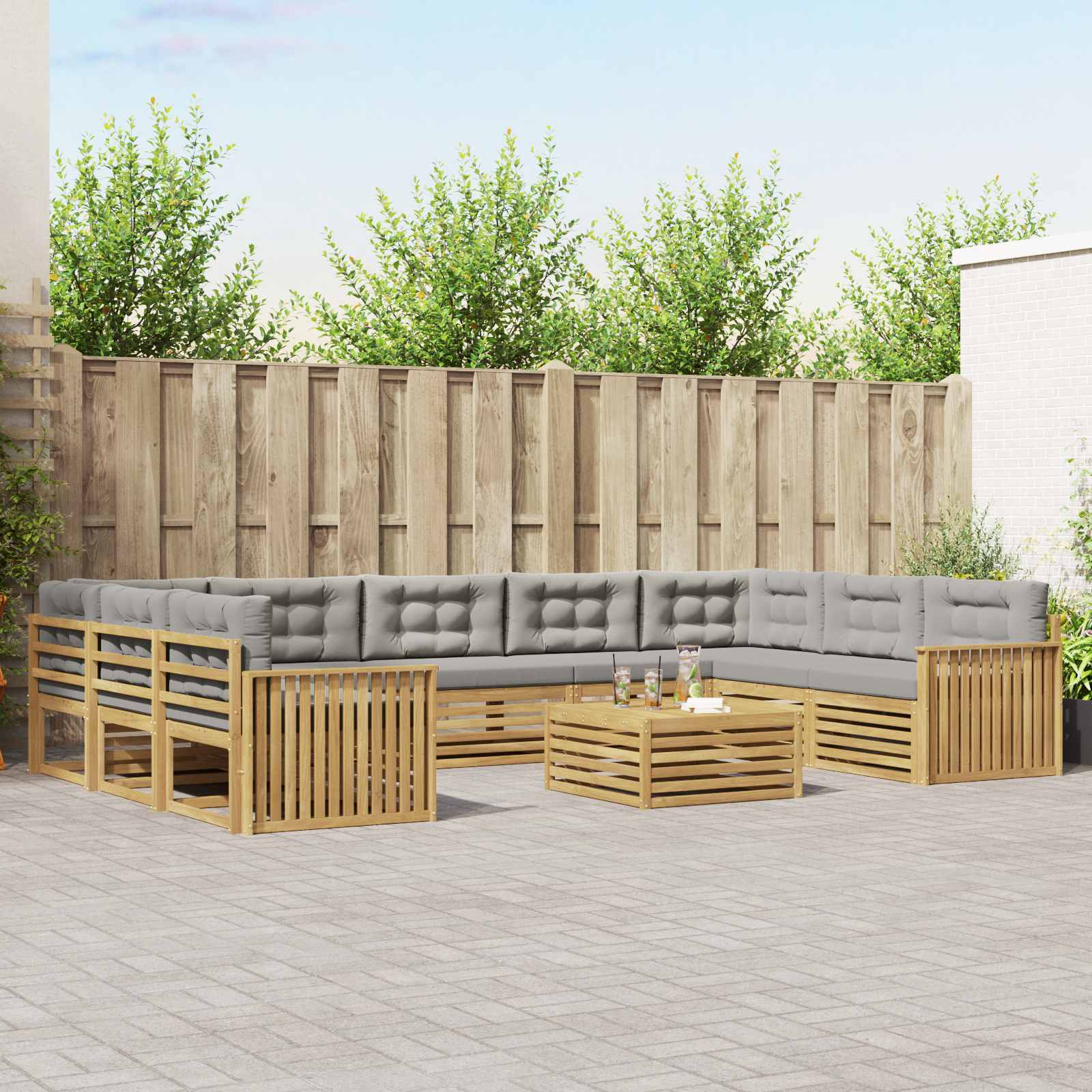 vidaXL Sofa-Sets 10 pcs Naturel Massief Acaciahout