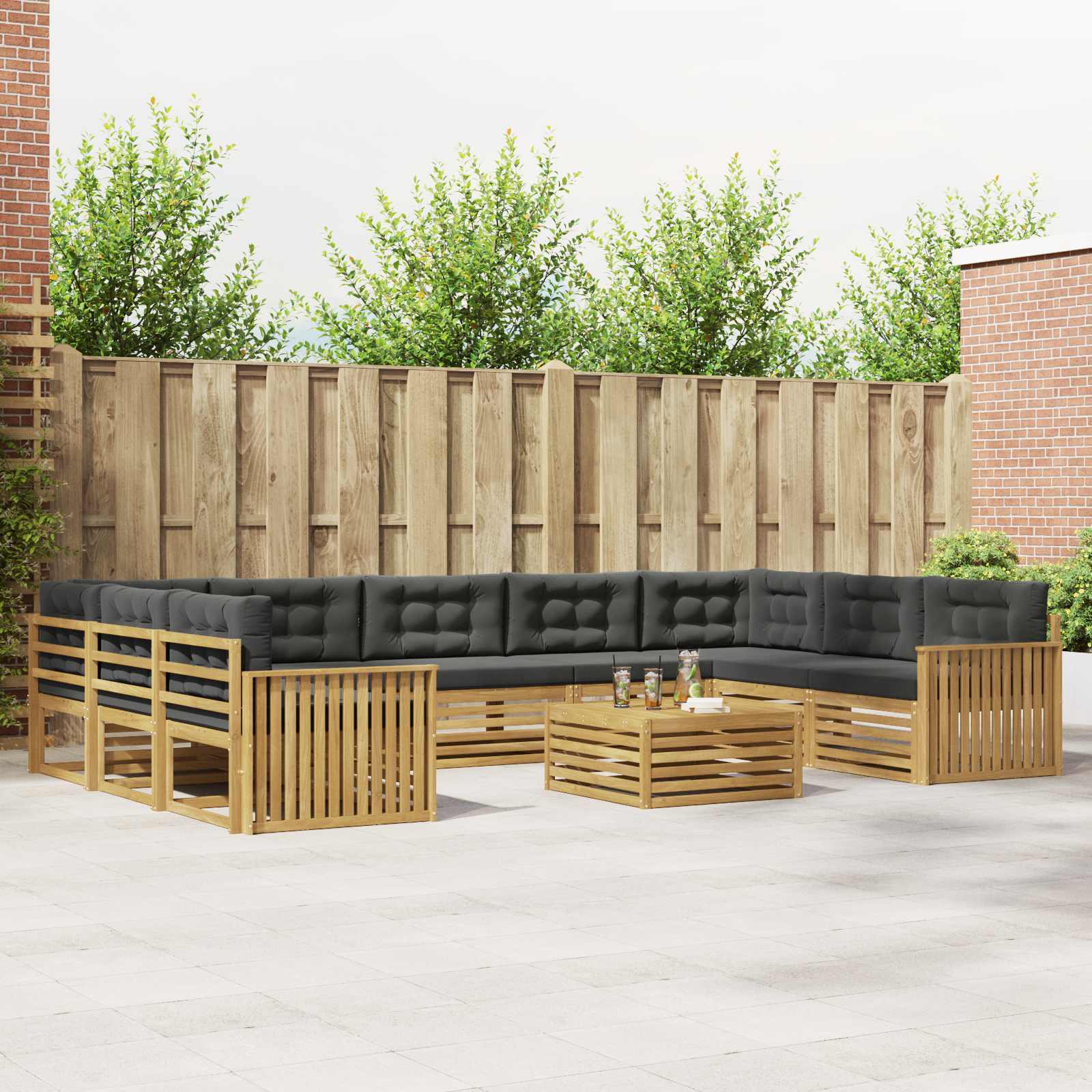 vidaXL Sofa-Sets 10 pcs Naturel Massief Acaciahout