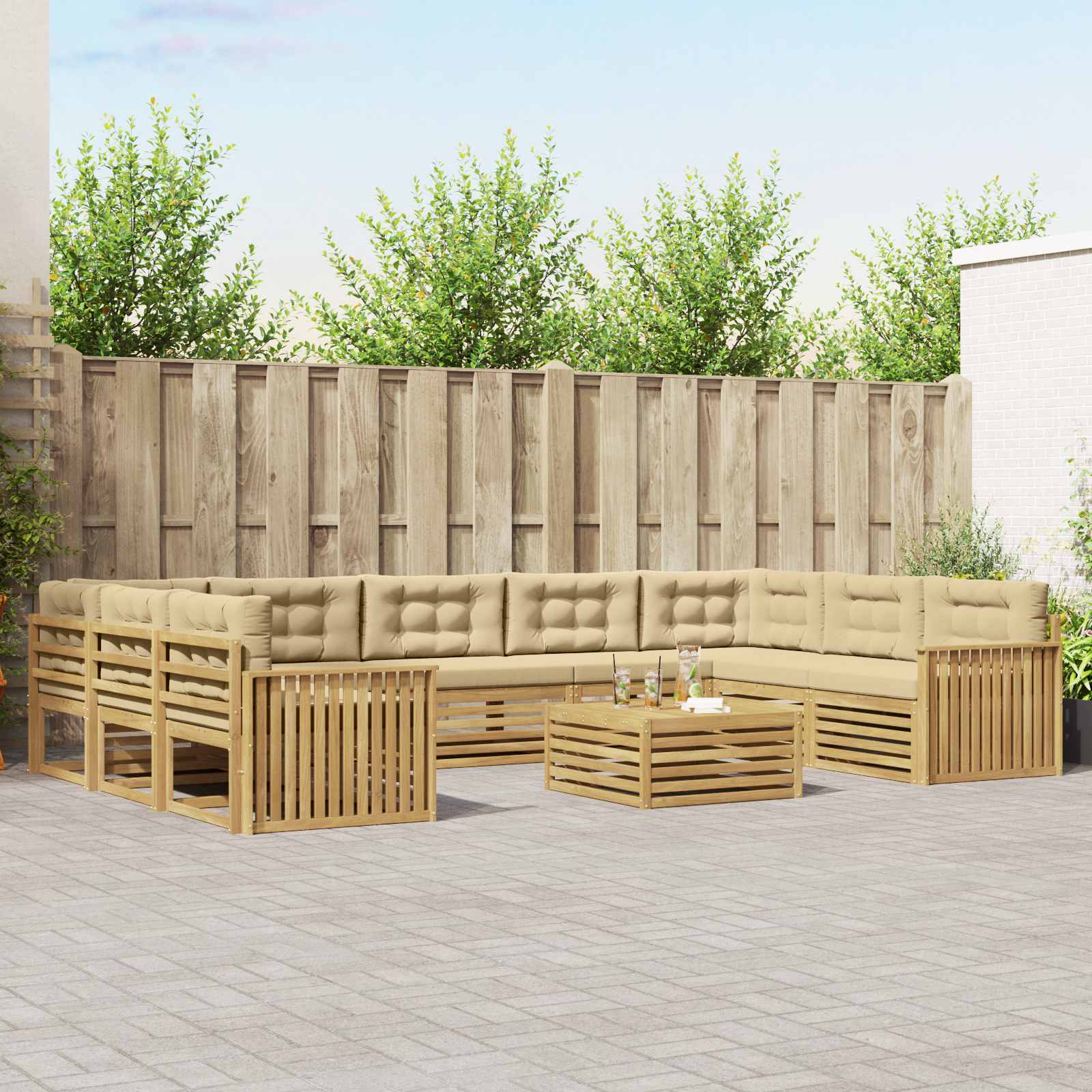 vidaXL Sofa-Sets 10 pcs Naturel Massief Acaciahout