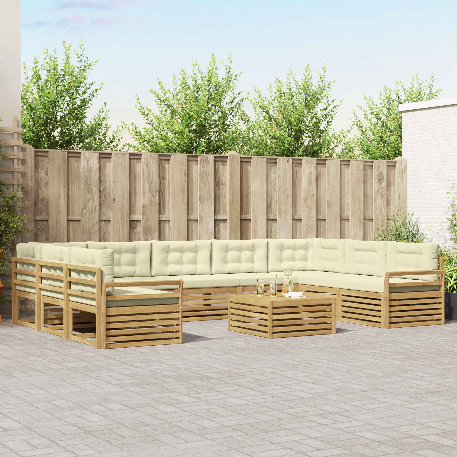 vidaXL Sofa-Sets 10 pcs Naturel Massief Acaciahout