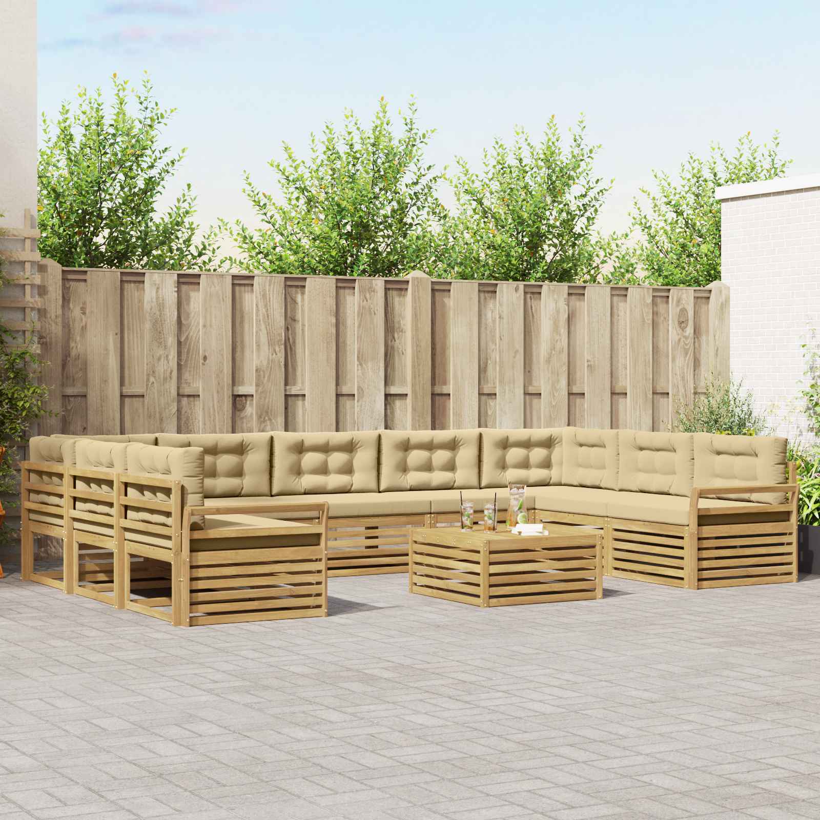 vidaXL Sofa-Sets 10 pcs Naturel Massief Acaciahout