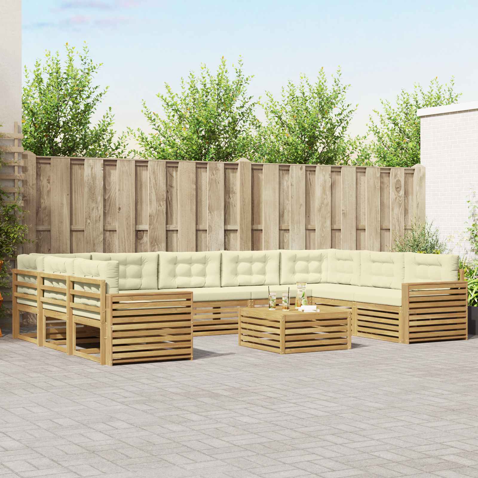 vidaXL Sofa-Sets 10 pcs Naturel Massief Acaciahout
