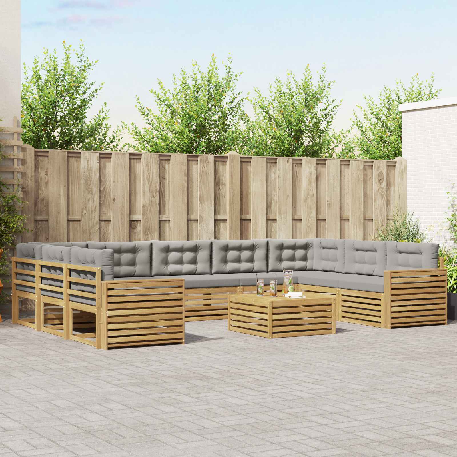 vidaXL Sofa-Sets 10 pcs Naturel Massief Acaciahout