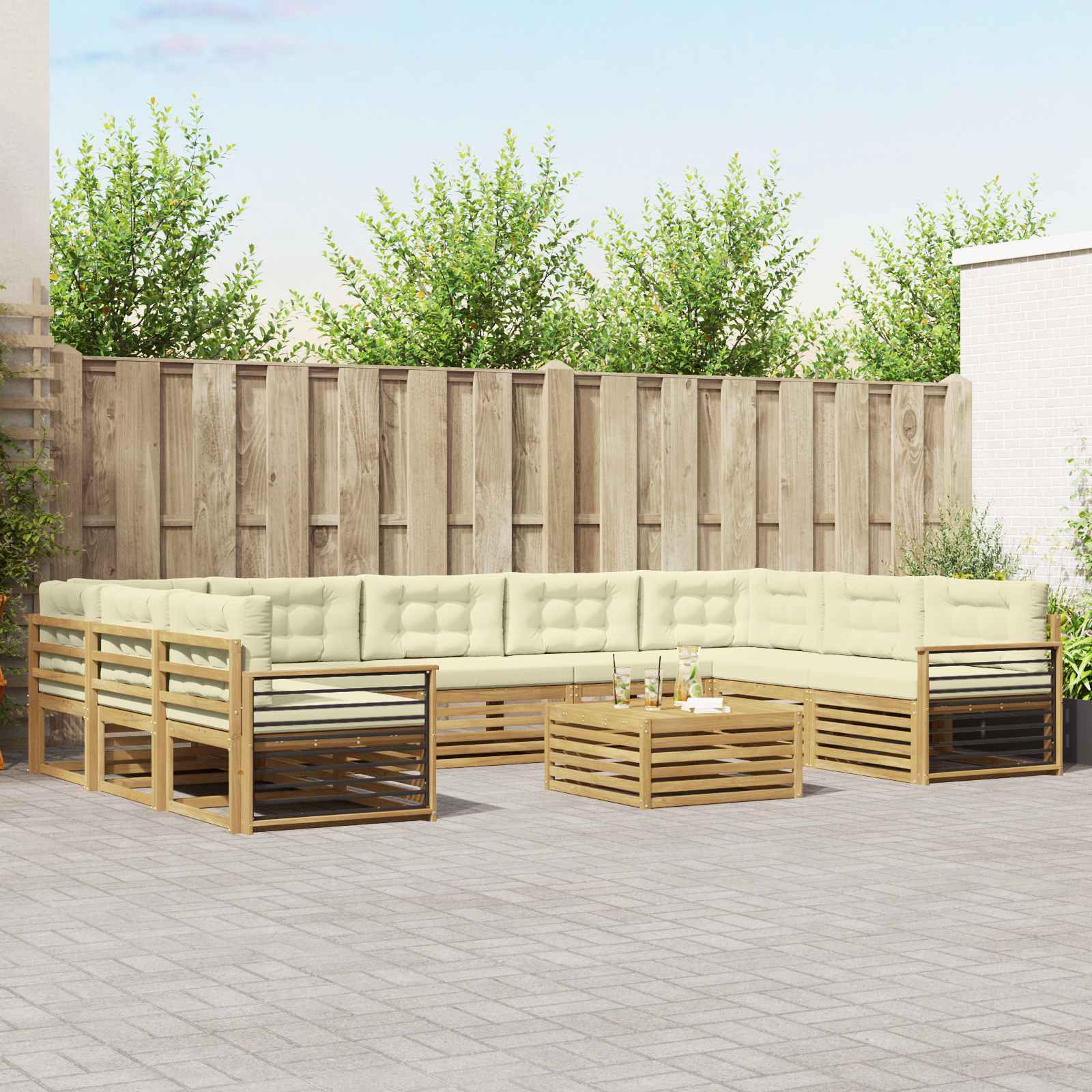 vidaXL Sofa-Sets 10 pcs Naturel Massief Acaciahout
