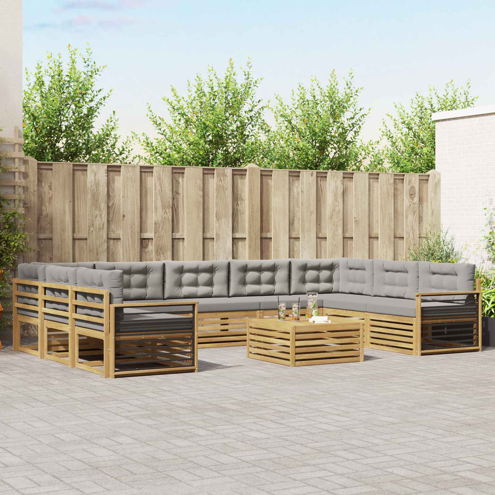 vidaXL Sofa-Sets 10 pcs Naturel Massief Acaciahout