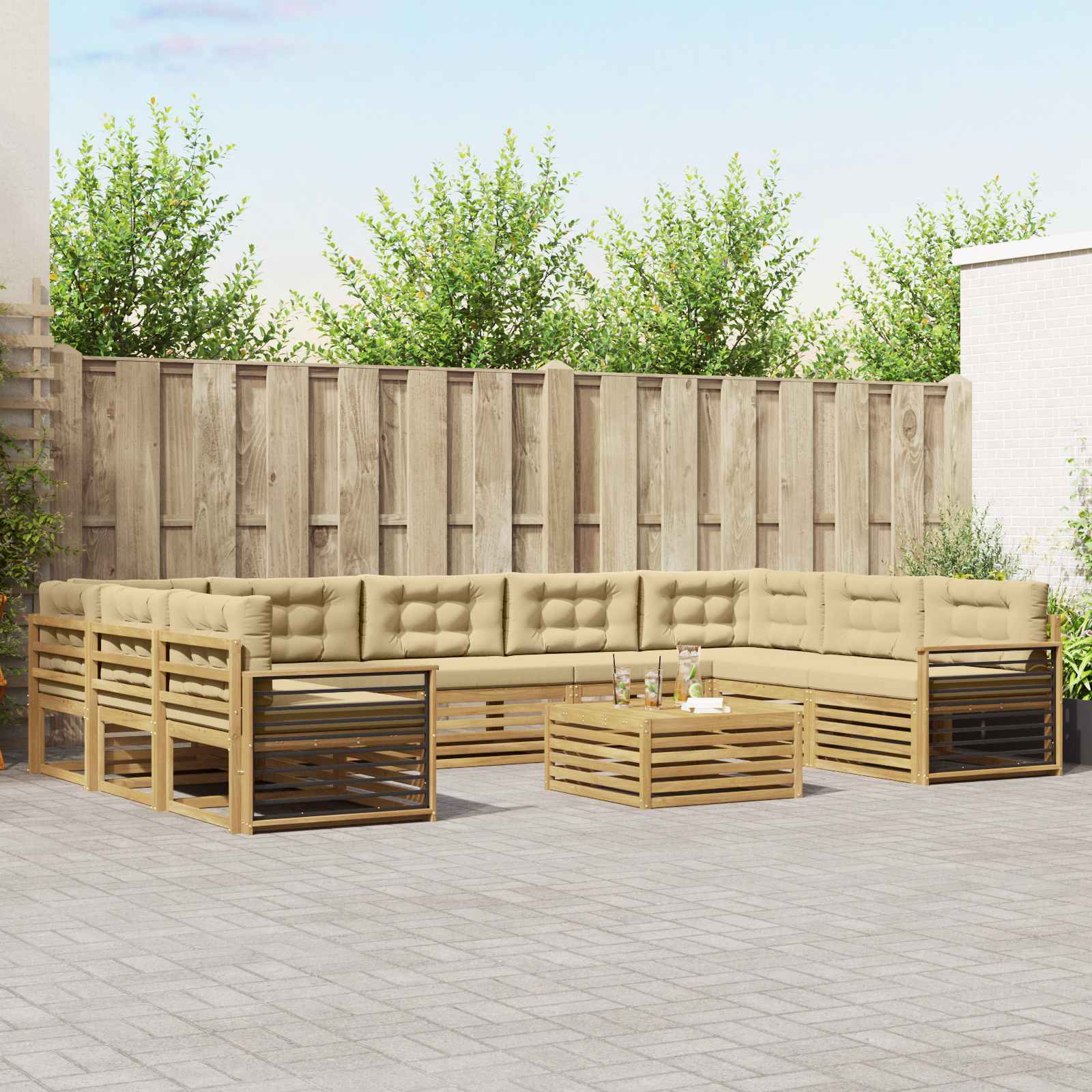 vidaXL Sofa-Sets 10 pcs Naturel Massief Acaciahout