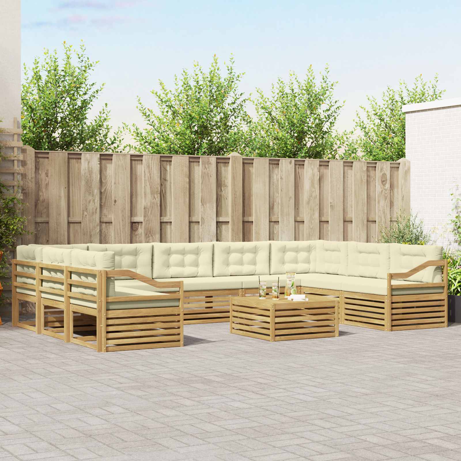 vidaXL Sofa-Sets 10 pcs Naturel Massief Acaciahout