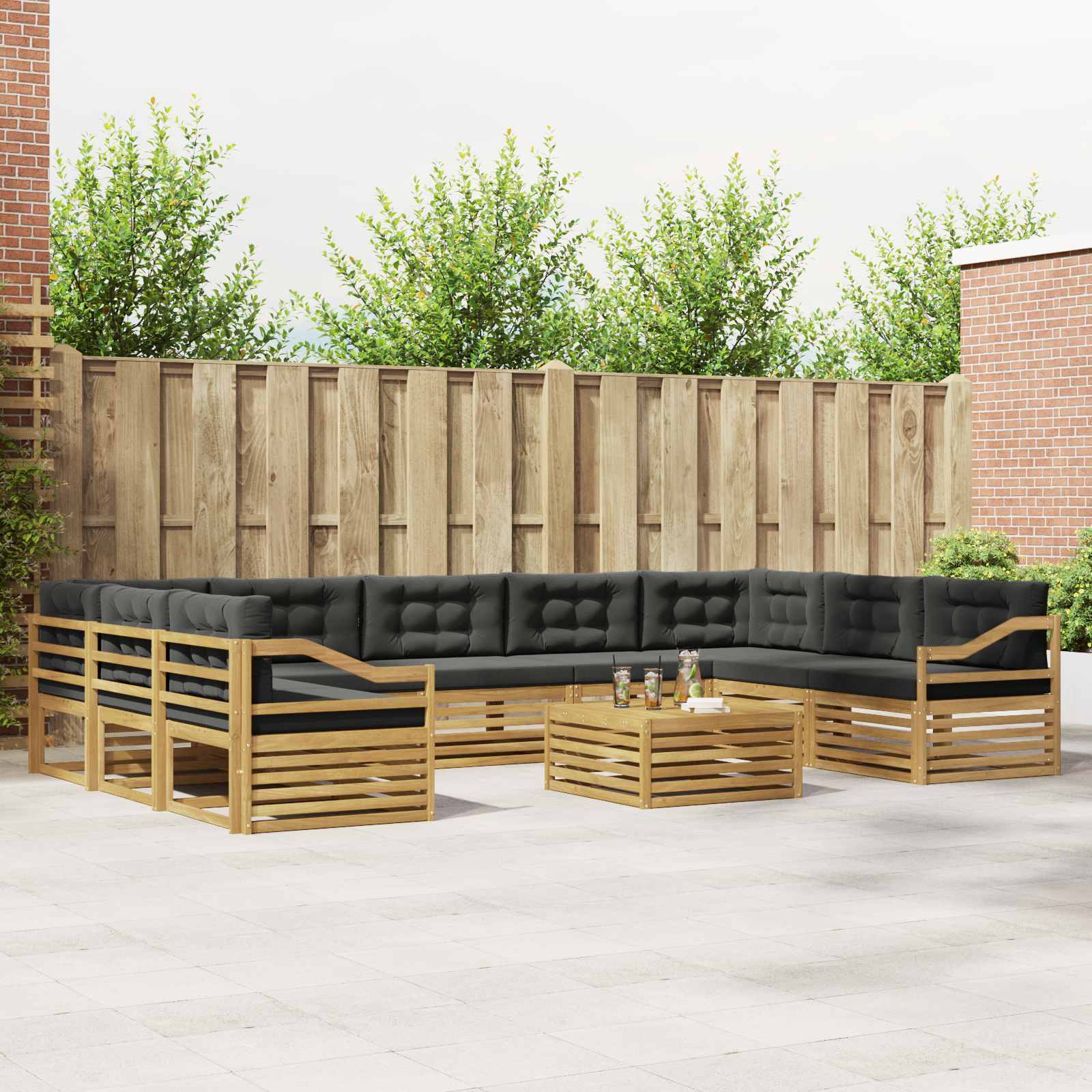 vidaXL Sofa-Sets 10 pcs Naturel Massief Acaciahout
