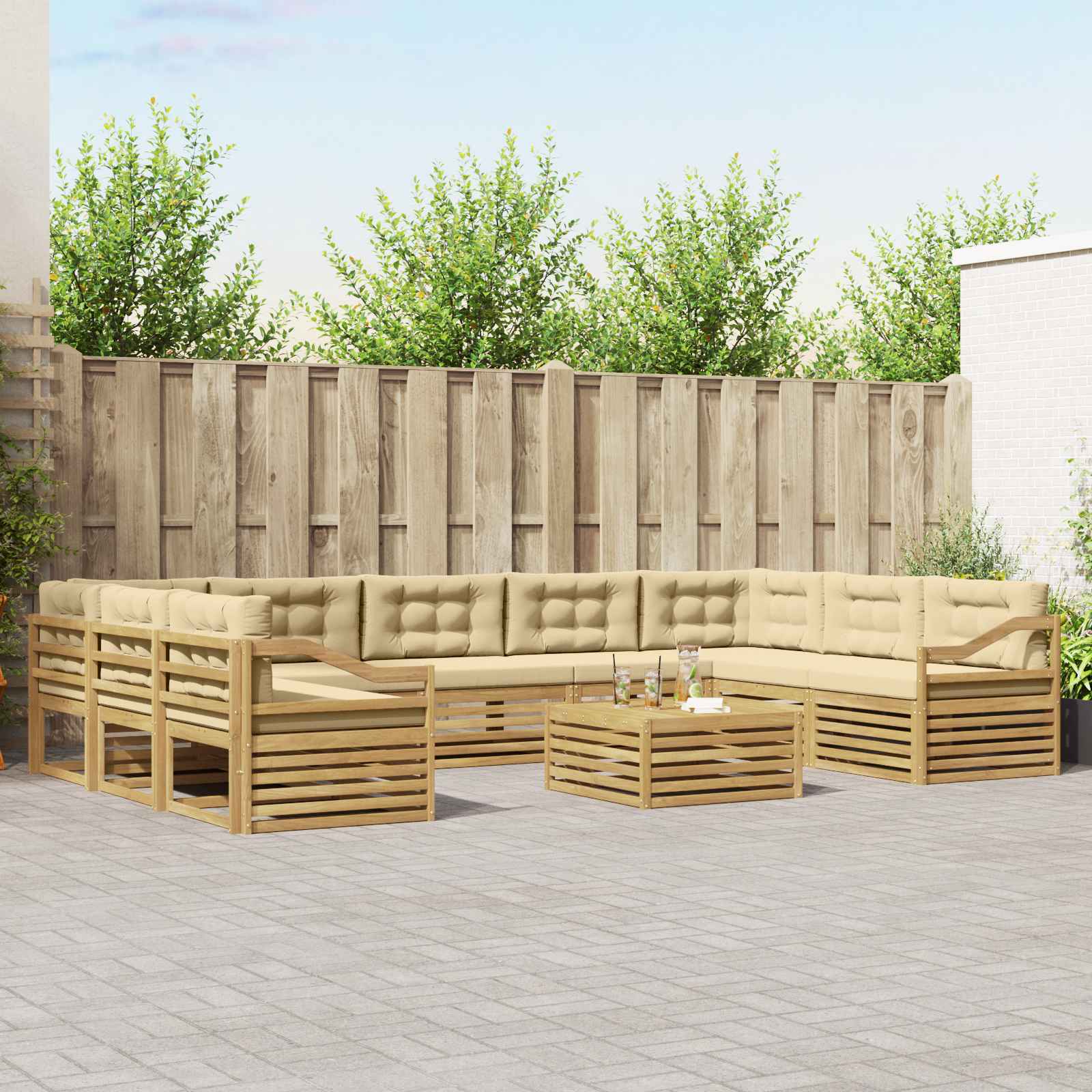 vidaXL Sofa-Sets 10 pcs Naturel Massief Acaciahout