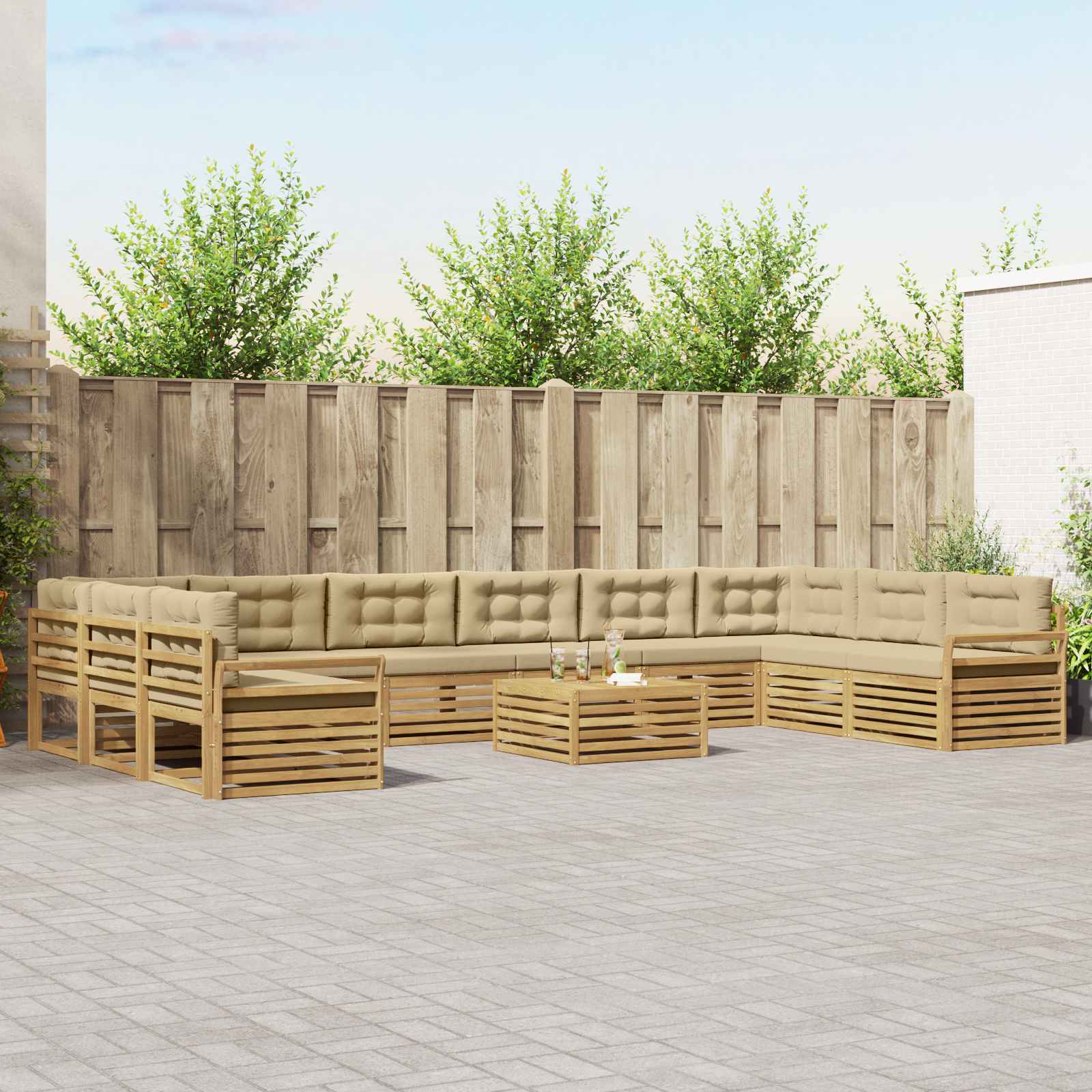 vidaXL Sofa-Sets 11 pcs Naturel Massief Acaciahout