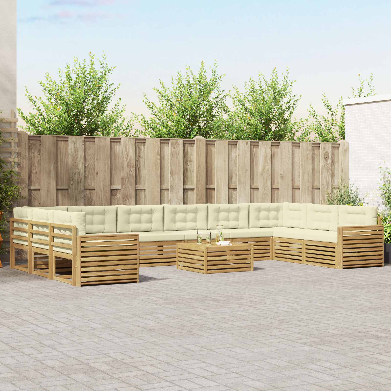 vidaXL Sofa-Sets 11 pcs Naturel Massief Acaciahout