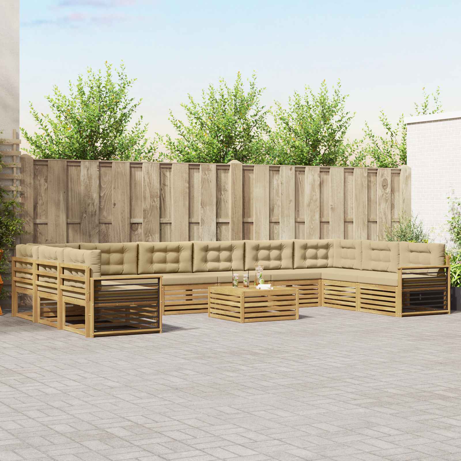 vidaXL Sofa-Sets 11 pcs Naturel Massief Acaciahout