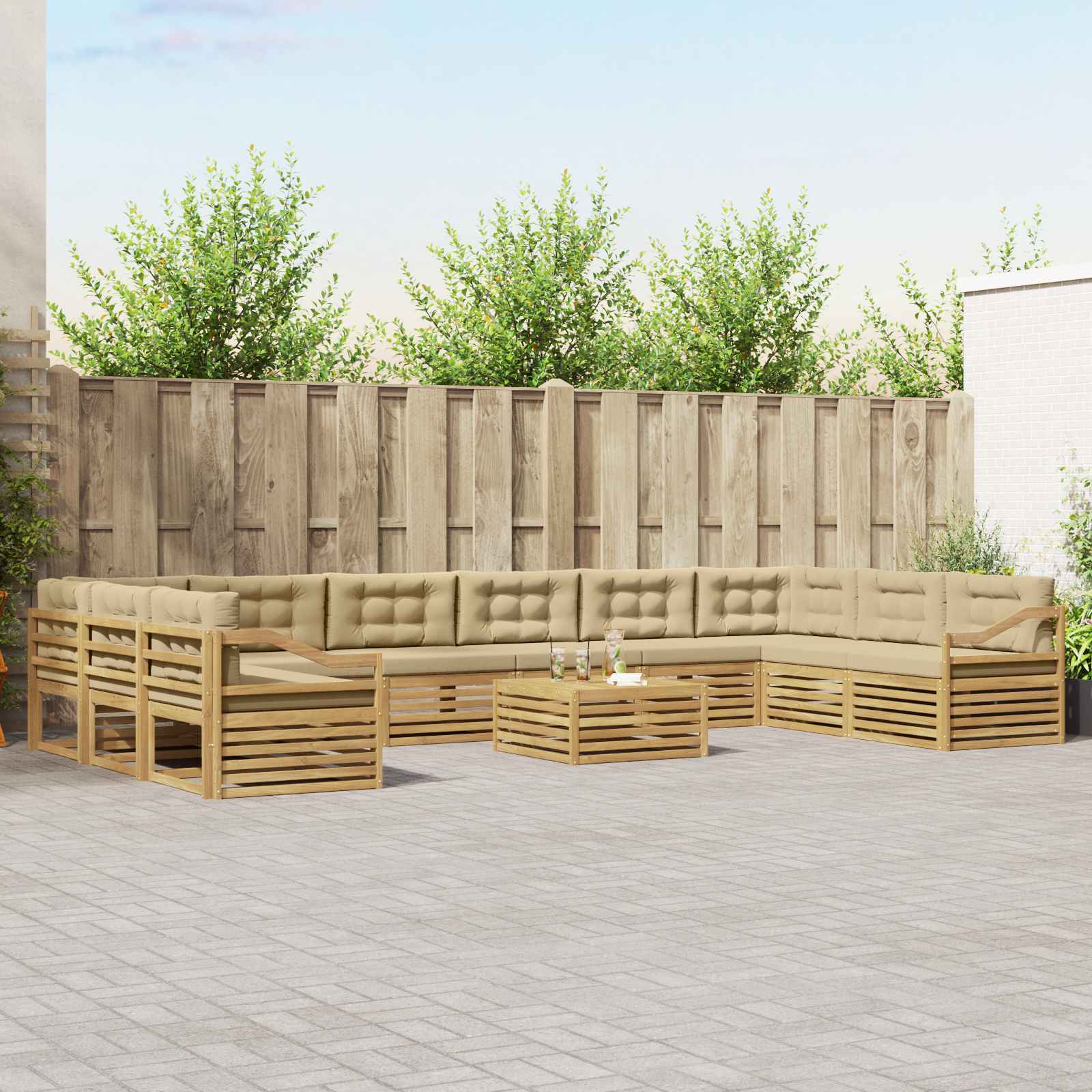 vidaXL Sofa-Sets 11 pcs Naturel Massief Acaciahout