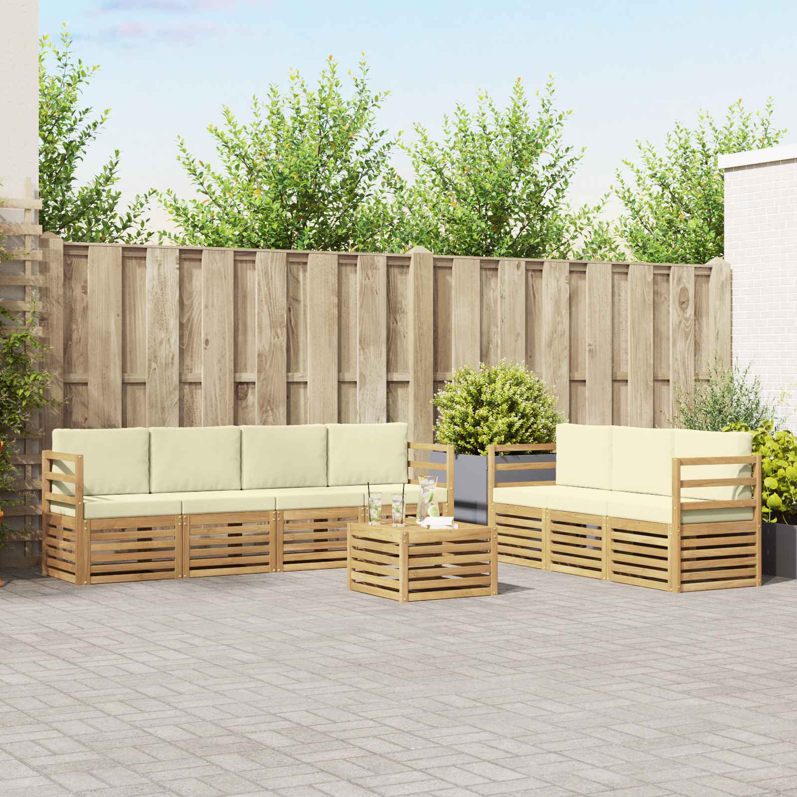 vidaXL Sofa-Sets 8 pcs Naturel Massief Acaciahout
