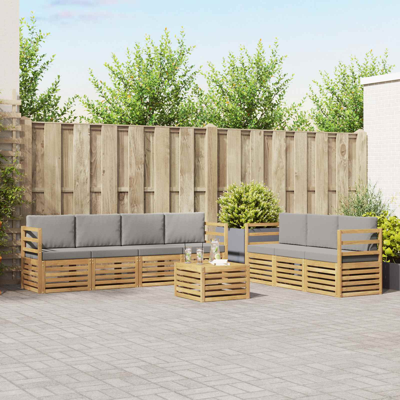 vidaXL Sofa-Sets 8 pcs Naturel Massief Acaciahout