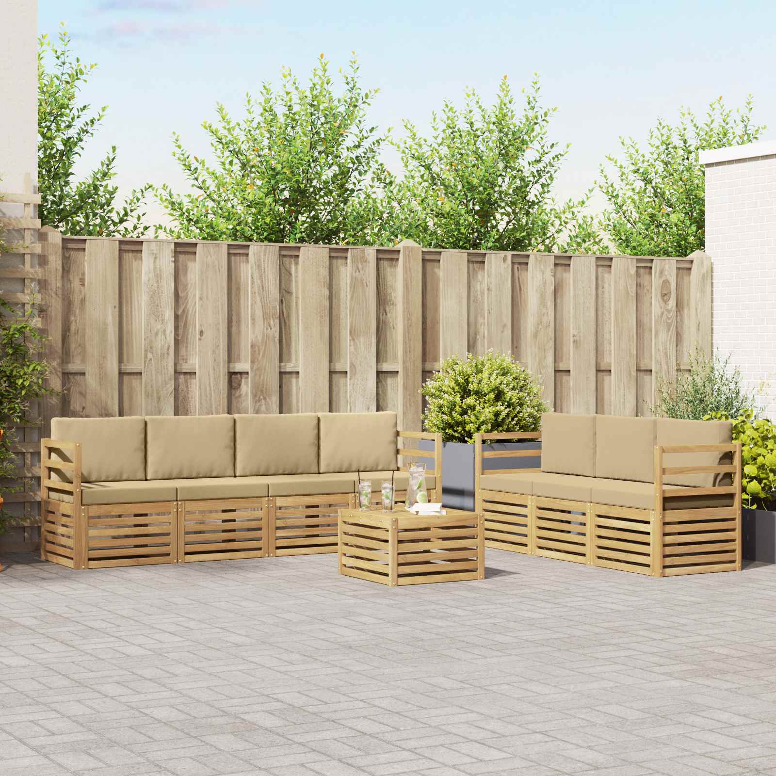 vidaXL Sofa-Sets 8 pcs Naturel Massief Acaciahout
